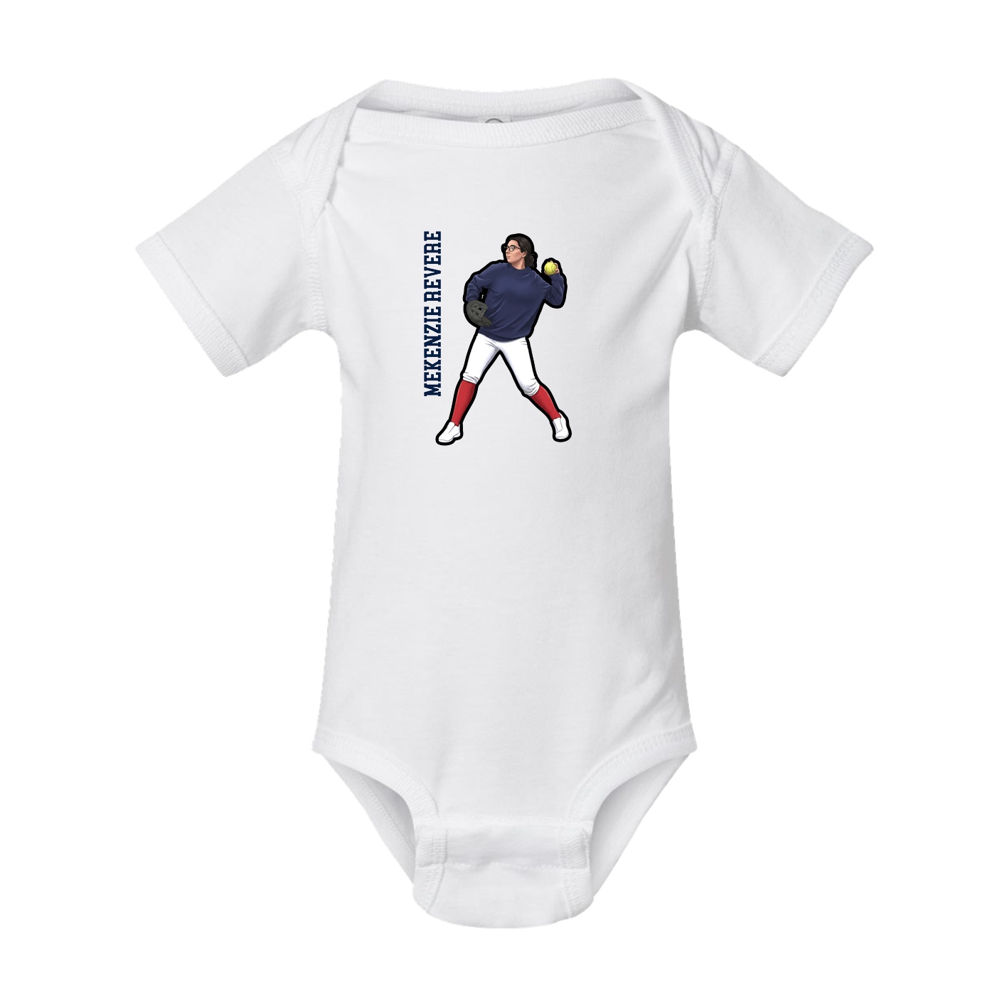 Baby Onesie — Name Vertical in White