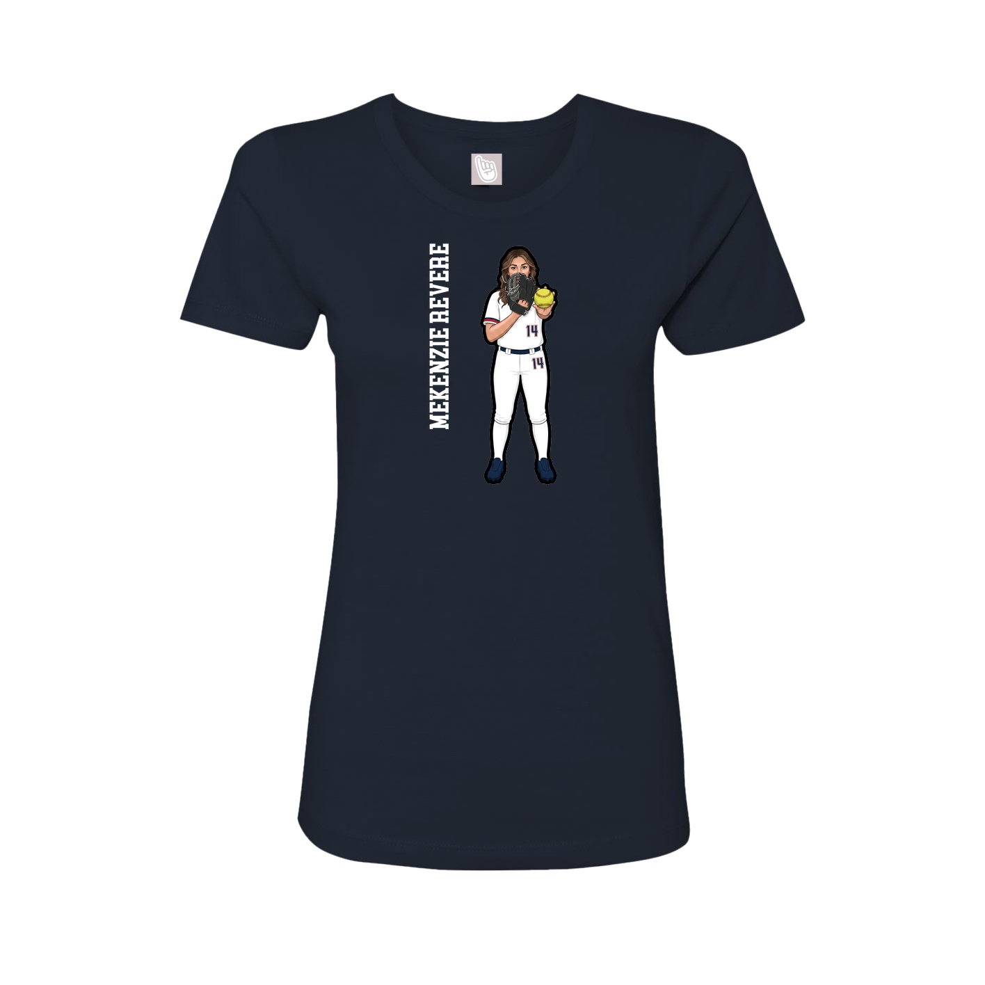 Fitted Women's Tee — Name Vertical in Navy
