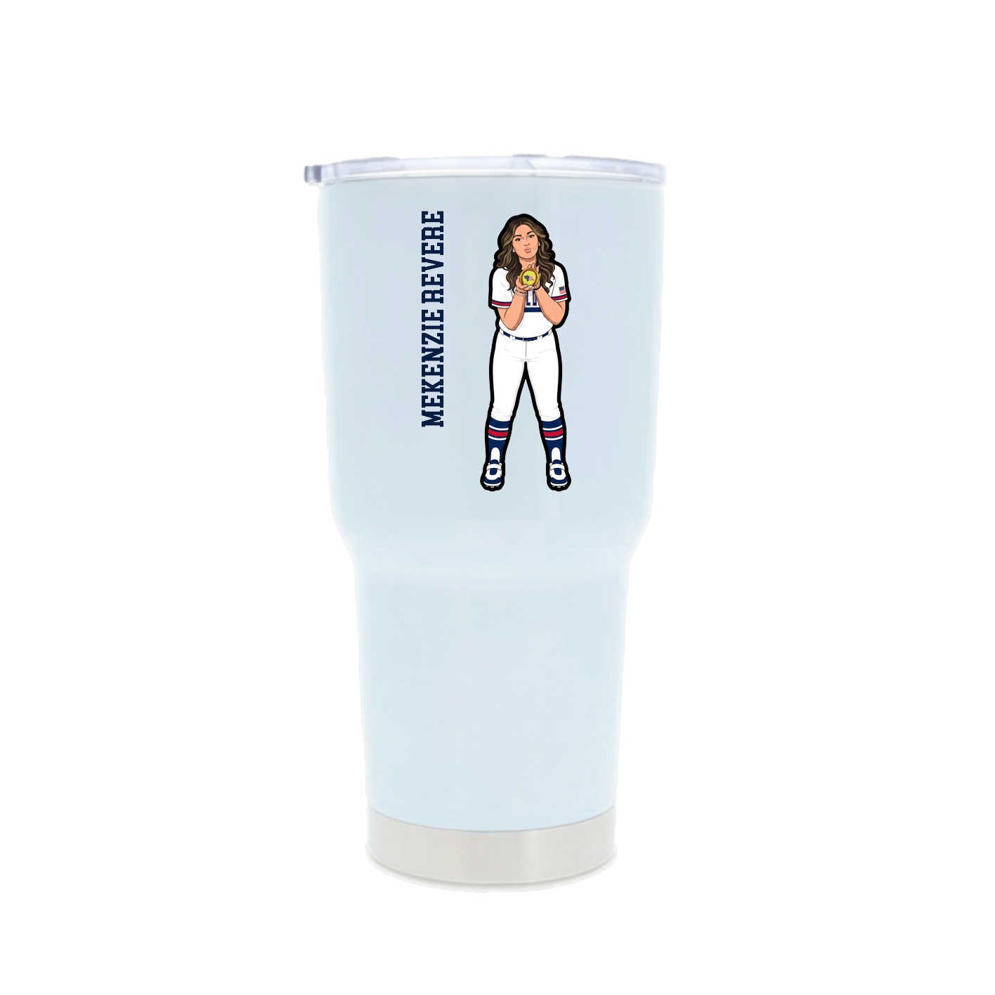 30oz Stainless Steel Tumbler — Name Vertical in White