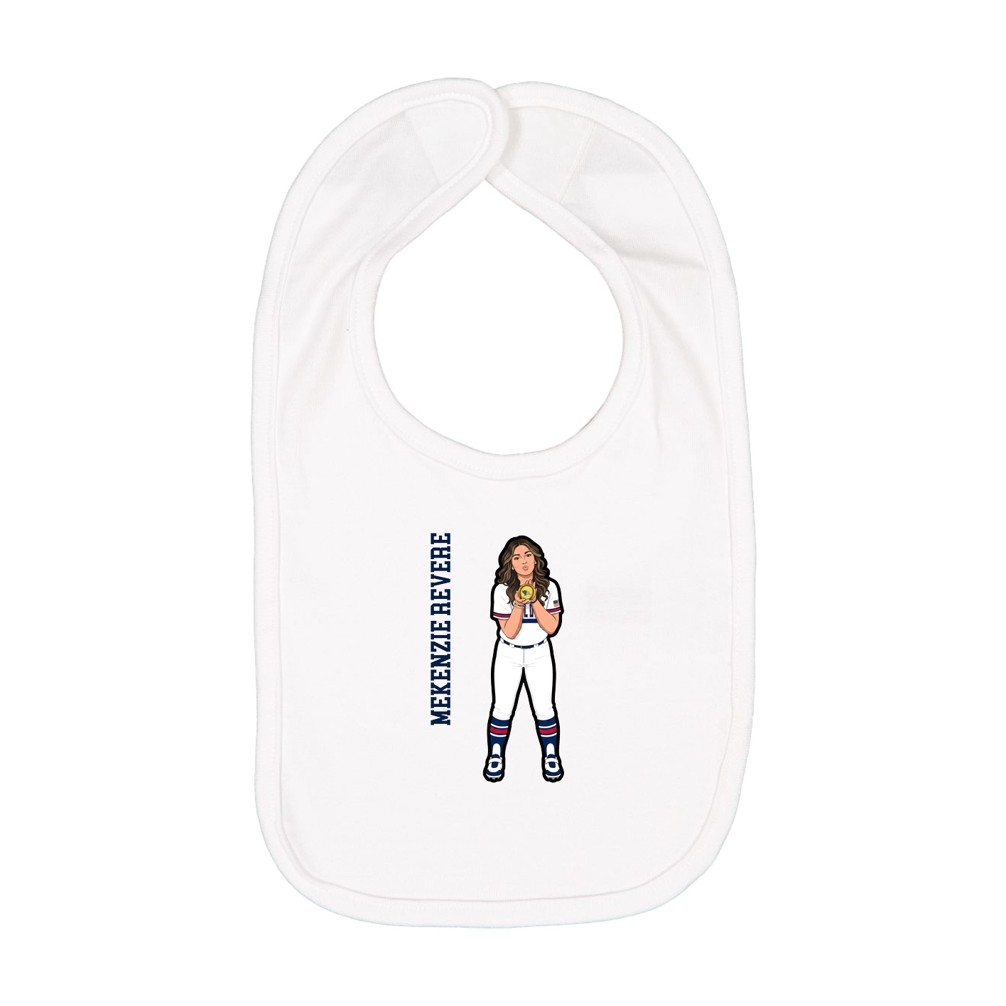 Infant Bib — Name Vertical in White