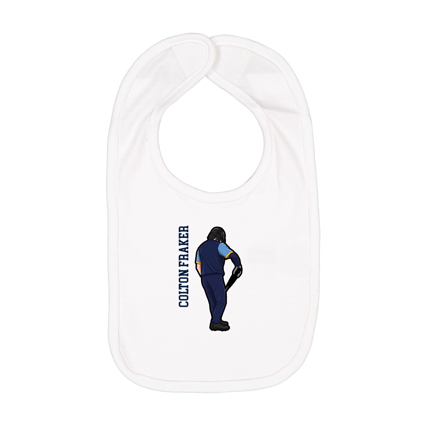 Infant Bib — Name Vertical in White