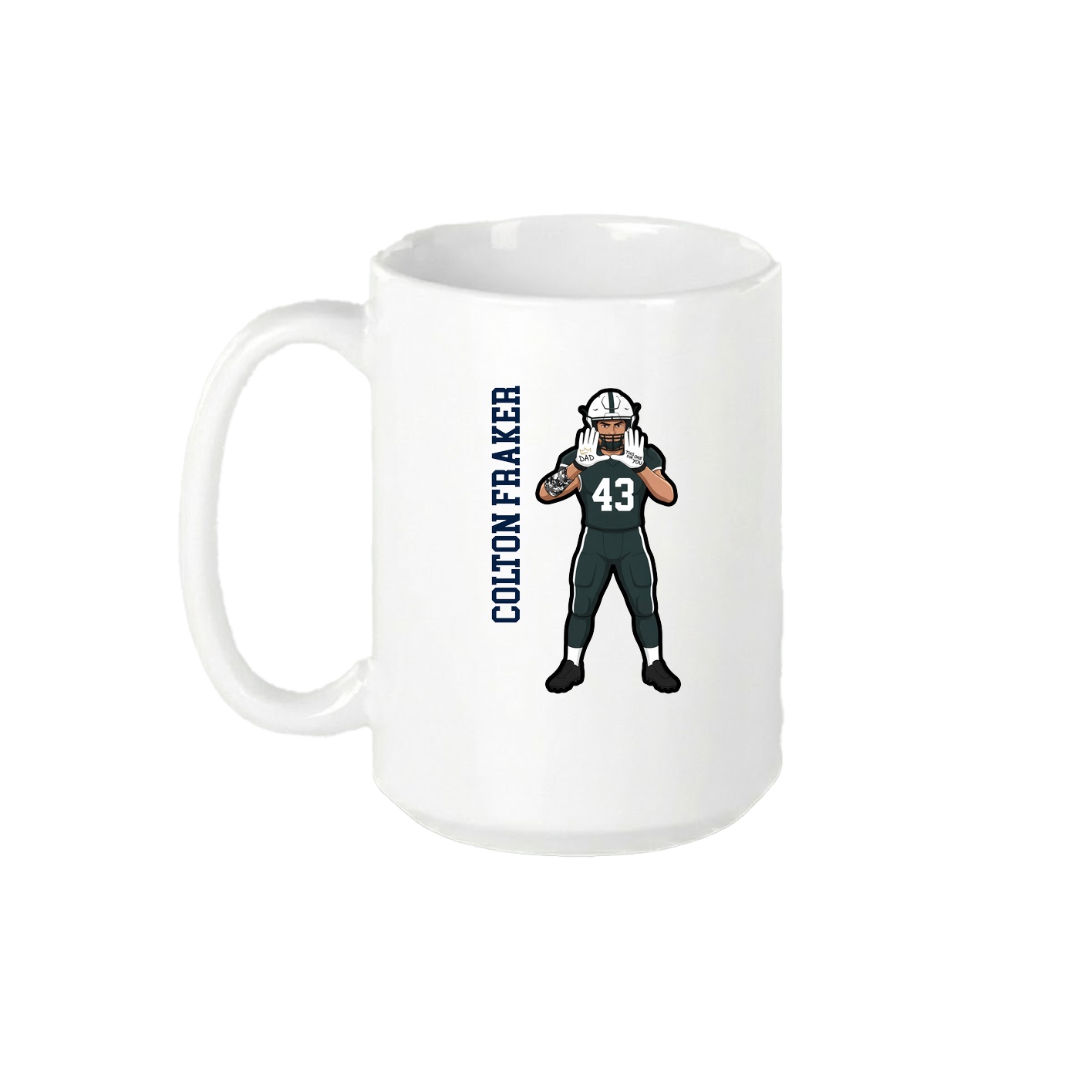 15oz Coffee Mug — Name Vertical in White