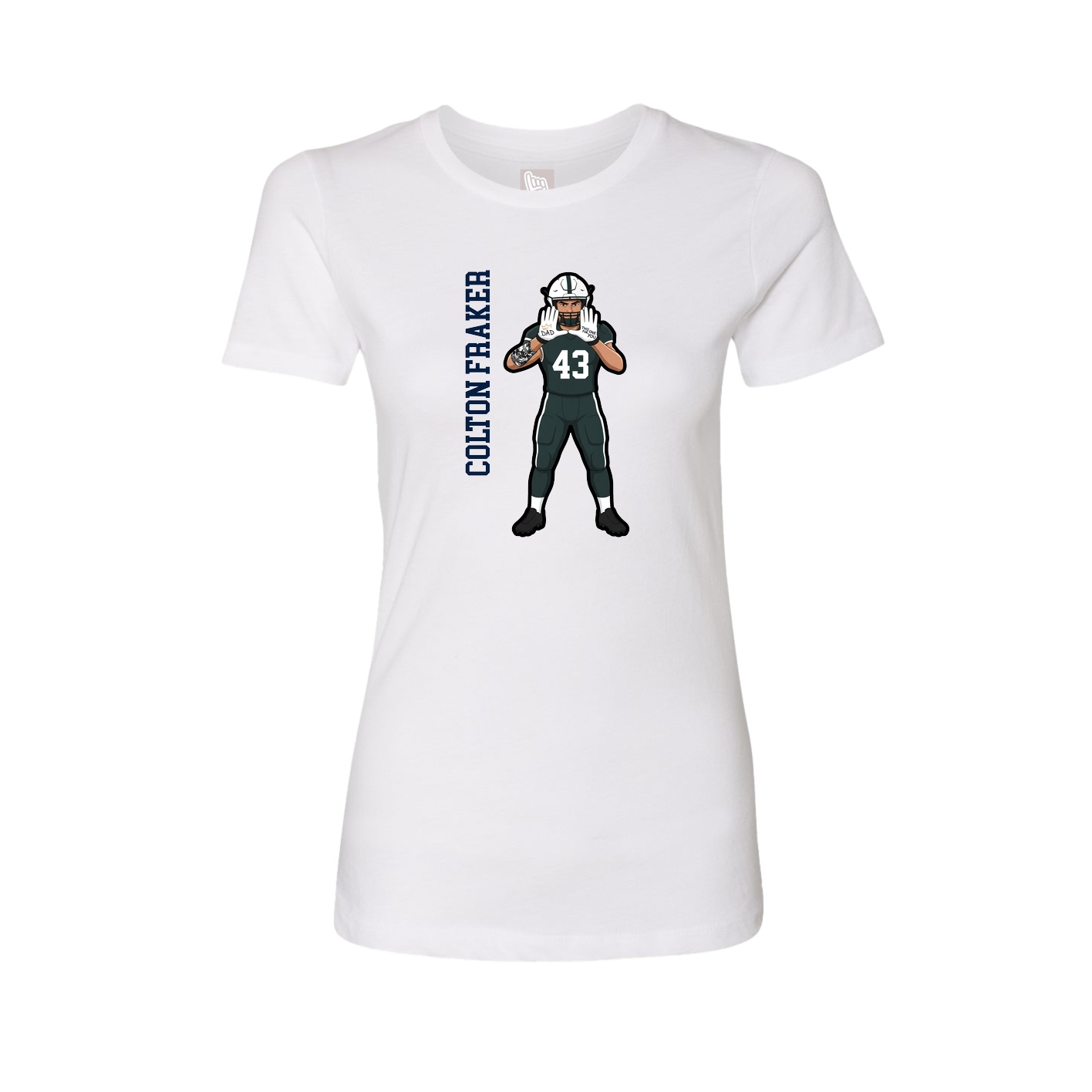 Fitted Women's Tee — Name Vertical in White