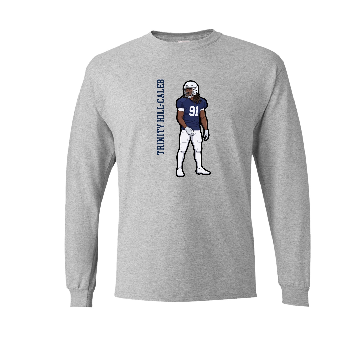 Long Sleeve Tee — Name Vertical in Grey