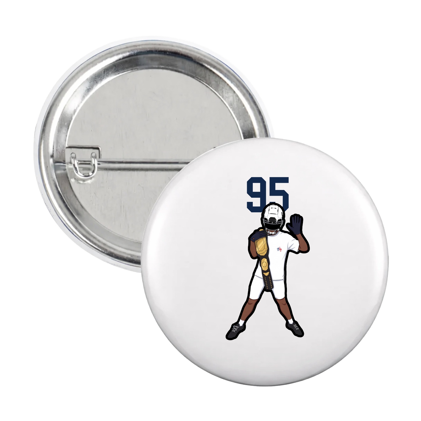 Game Day Button — Number Top in White