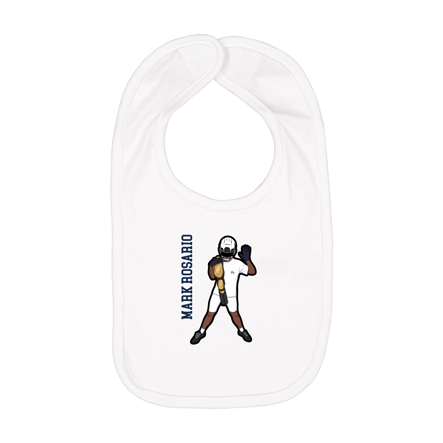 Infant Bib — Name Vertical in White