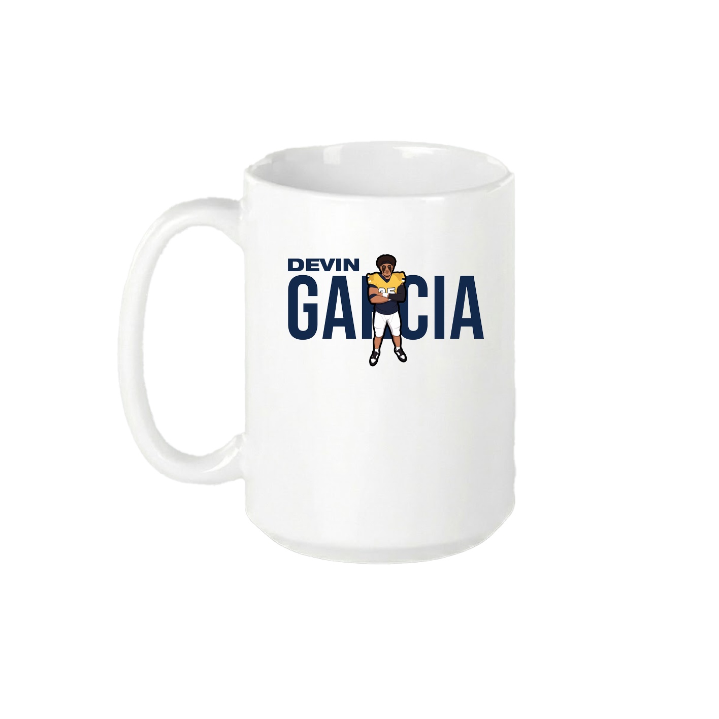 15oz Coffee Mug — Player Name in White