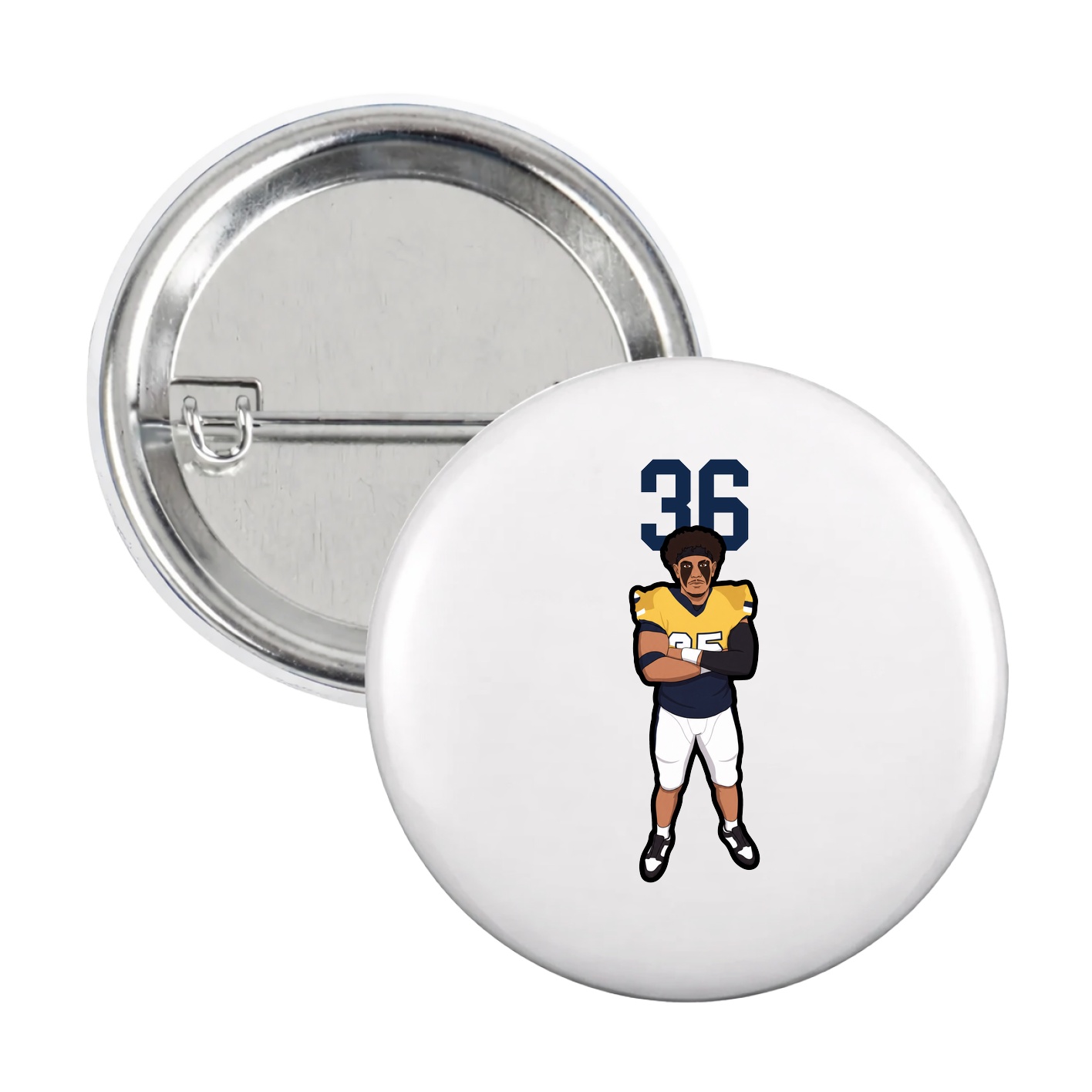 Game Day Button — Number Top in White