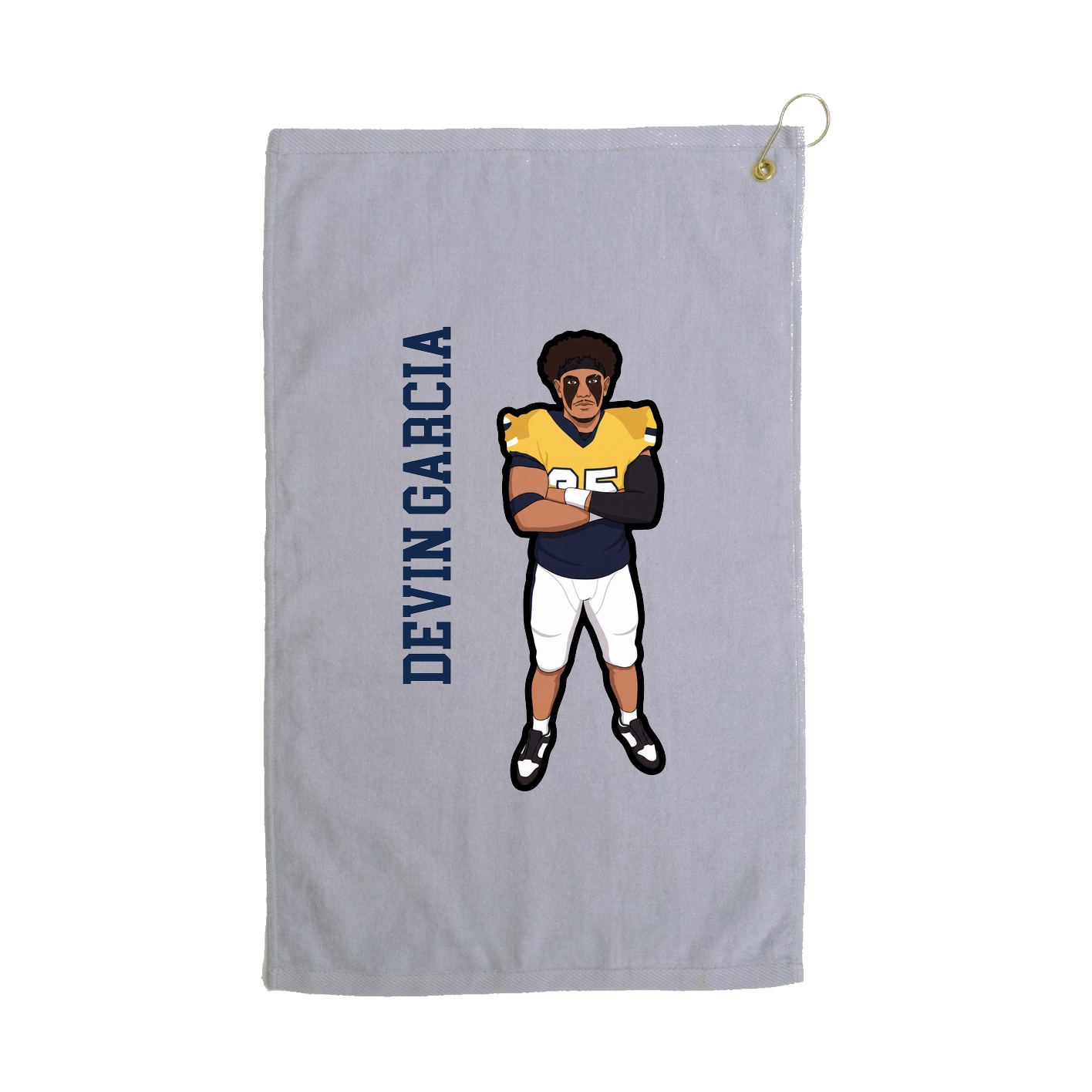Golf Towel — Name Vertical in Grey