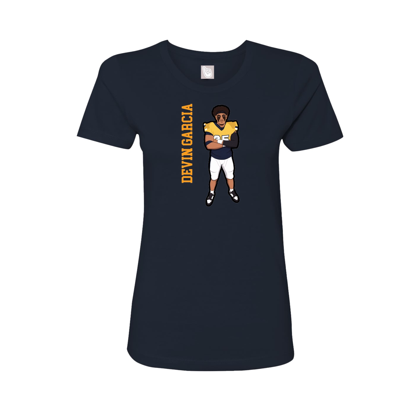Fitted Women's Tee — Name Vertical in Navy