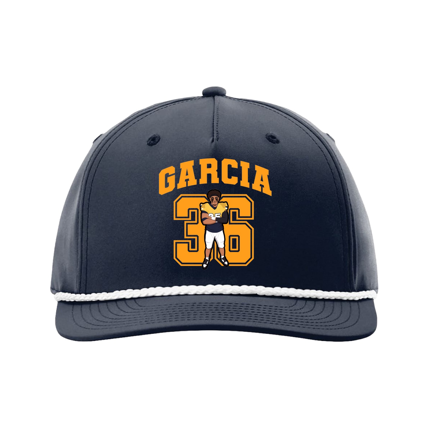 Five-Panel Classic Rope Cap — Number in Navy