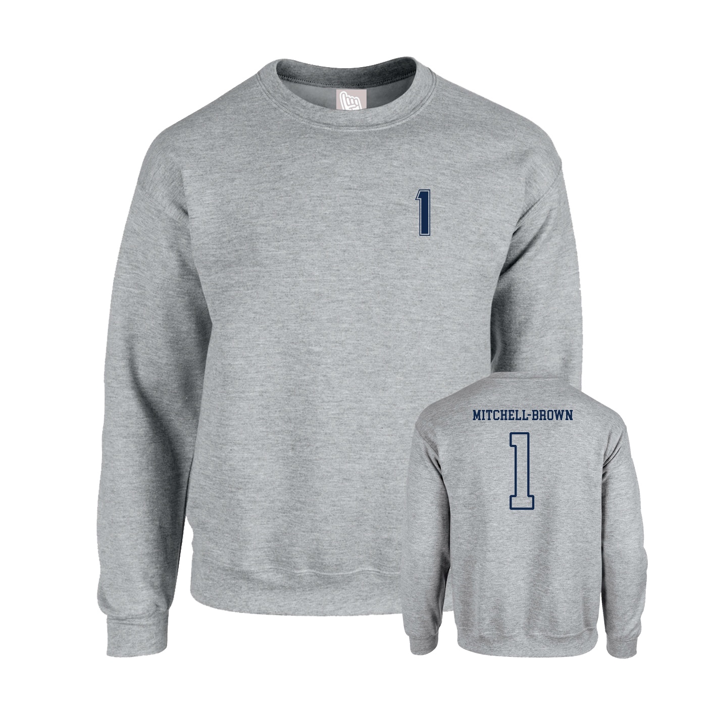 Fleece Crew — Chest Back in Grey