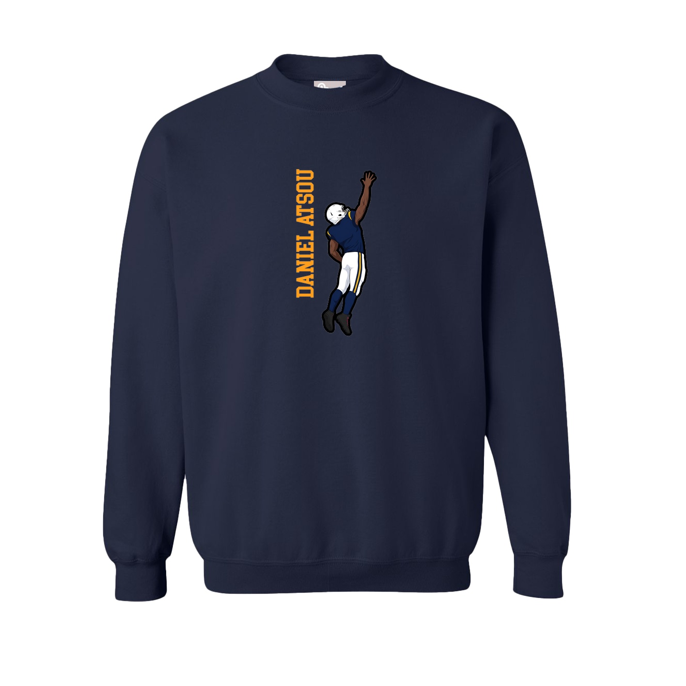 Fleece Crew — Name Vertical in Navy