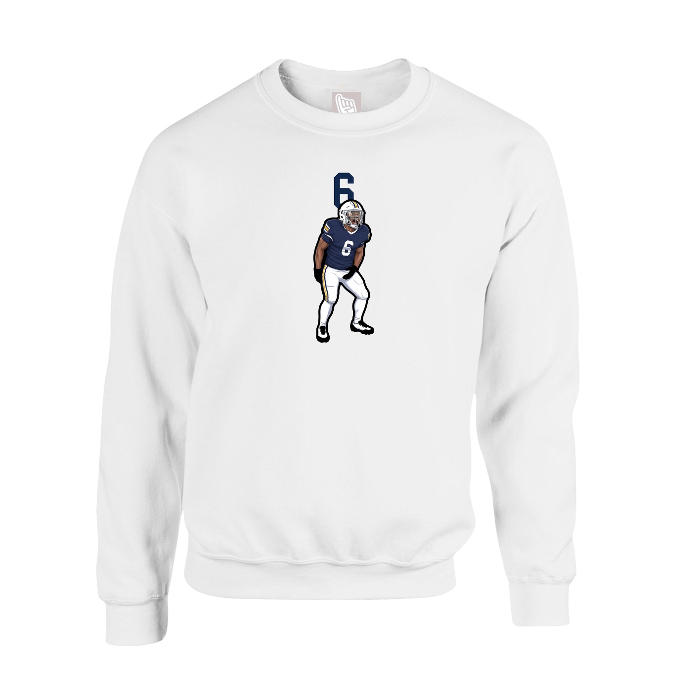 Fleece Crew — Number Top in White