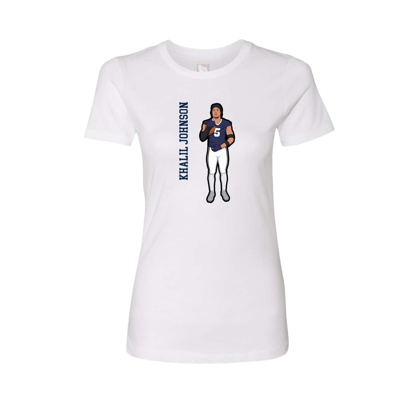Fitted Women's Tee — Name Vertical in White