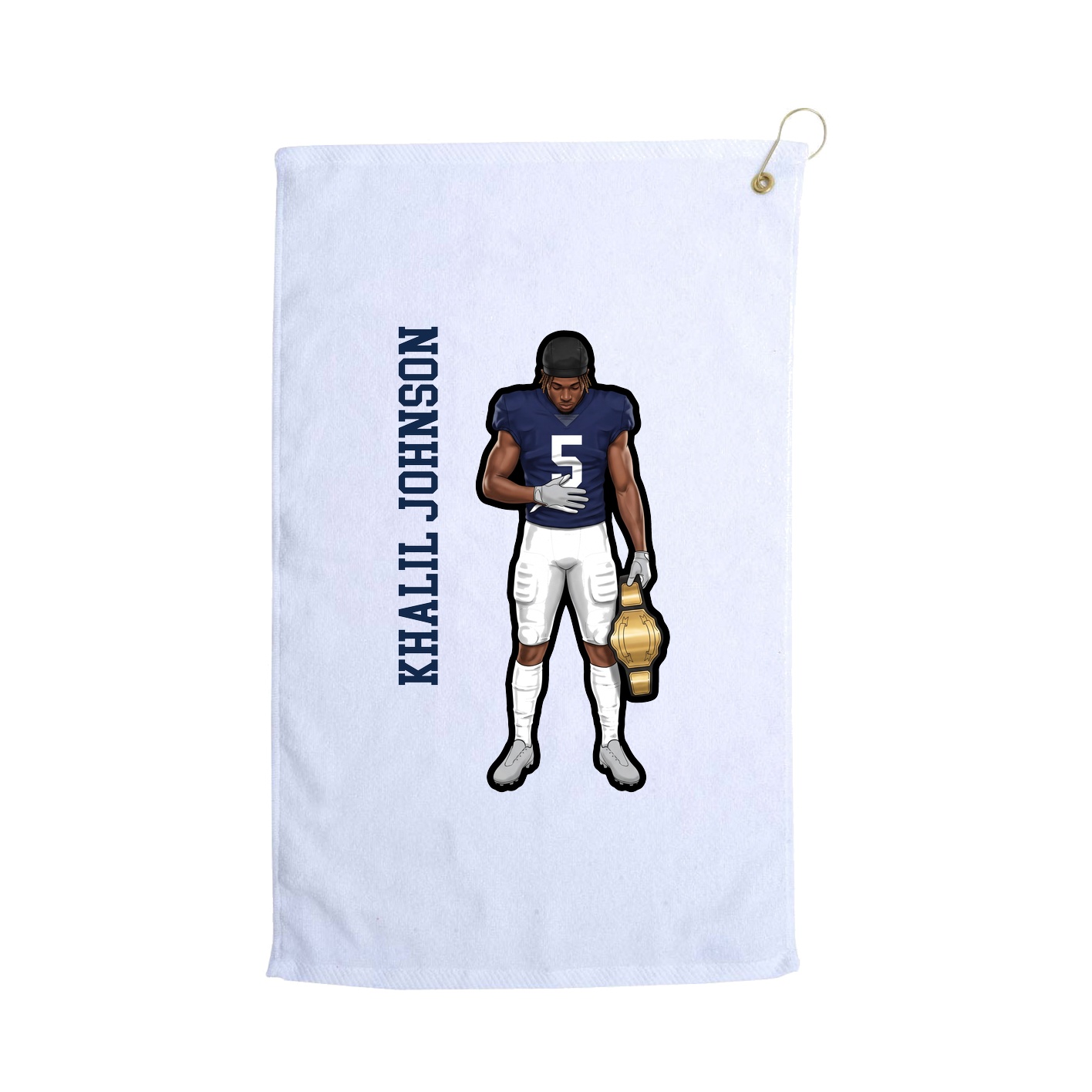Golf Towel — Name Vertical in White