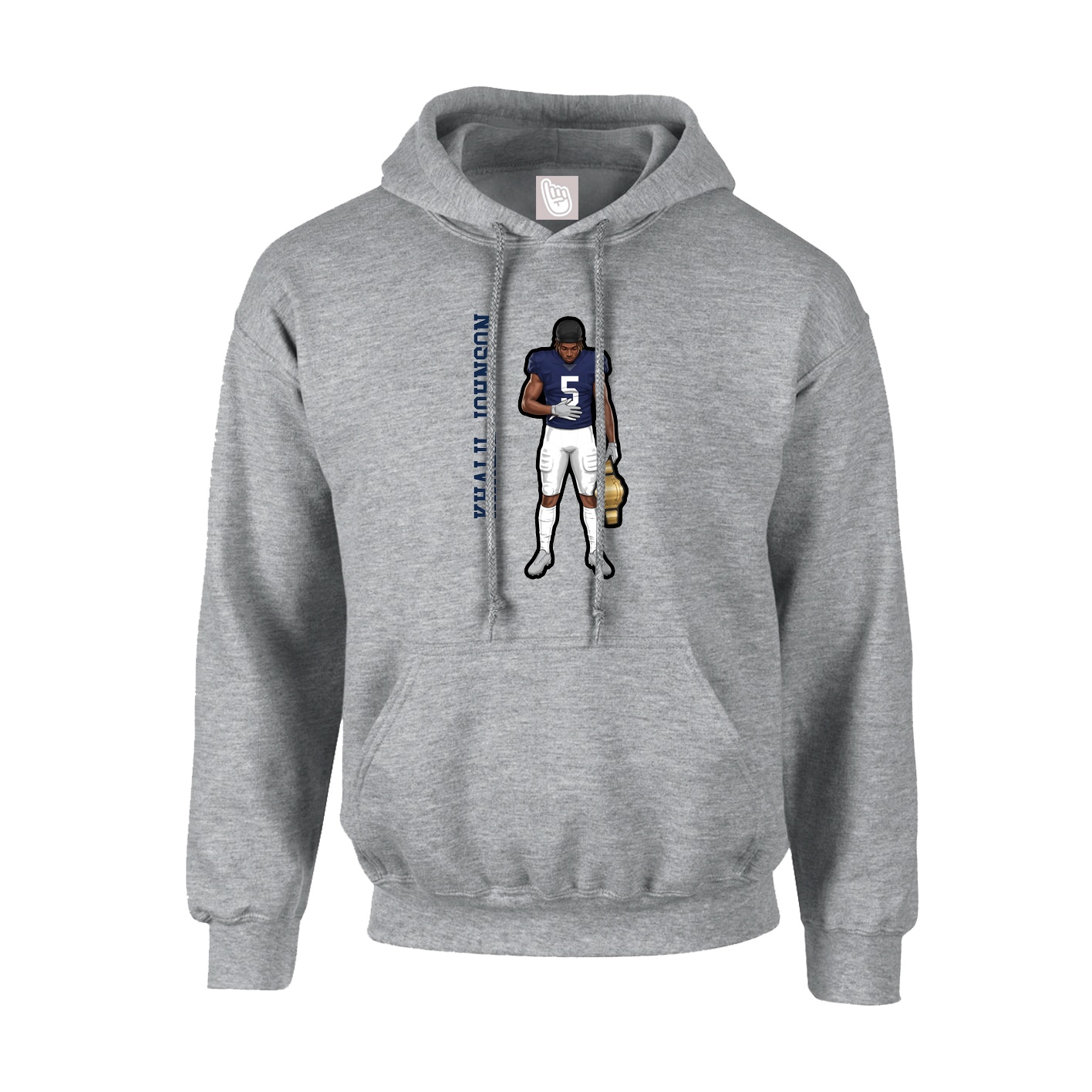 Youth Hoodie — Name Vertical in Grey