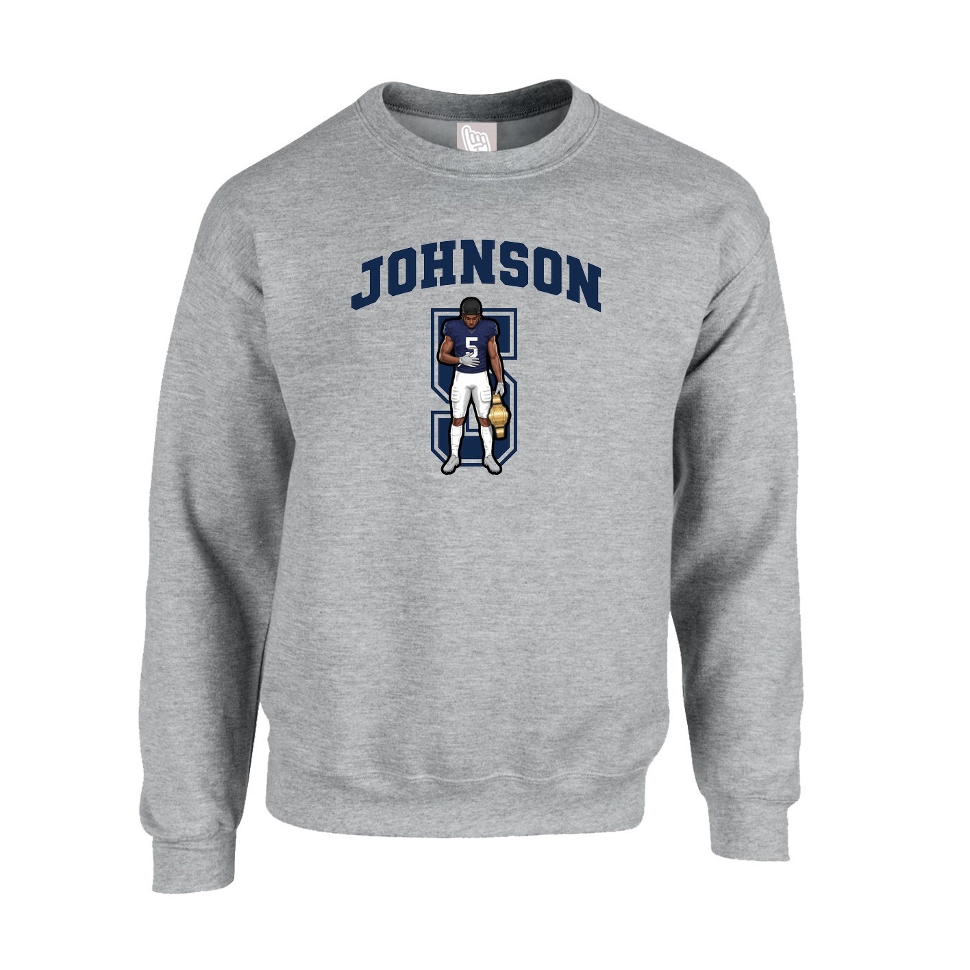 Fleece Crew — Number in Grey