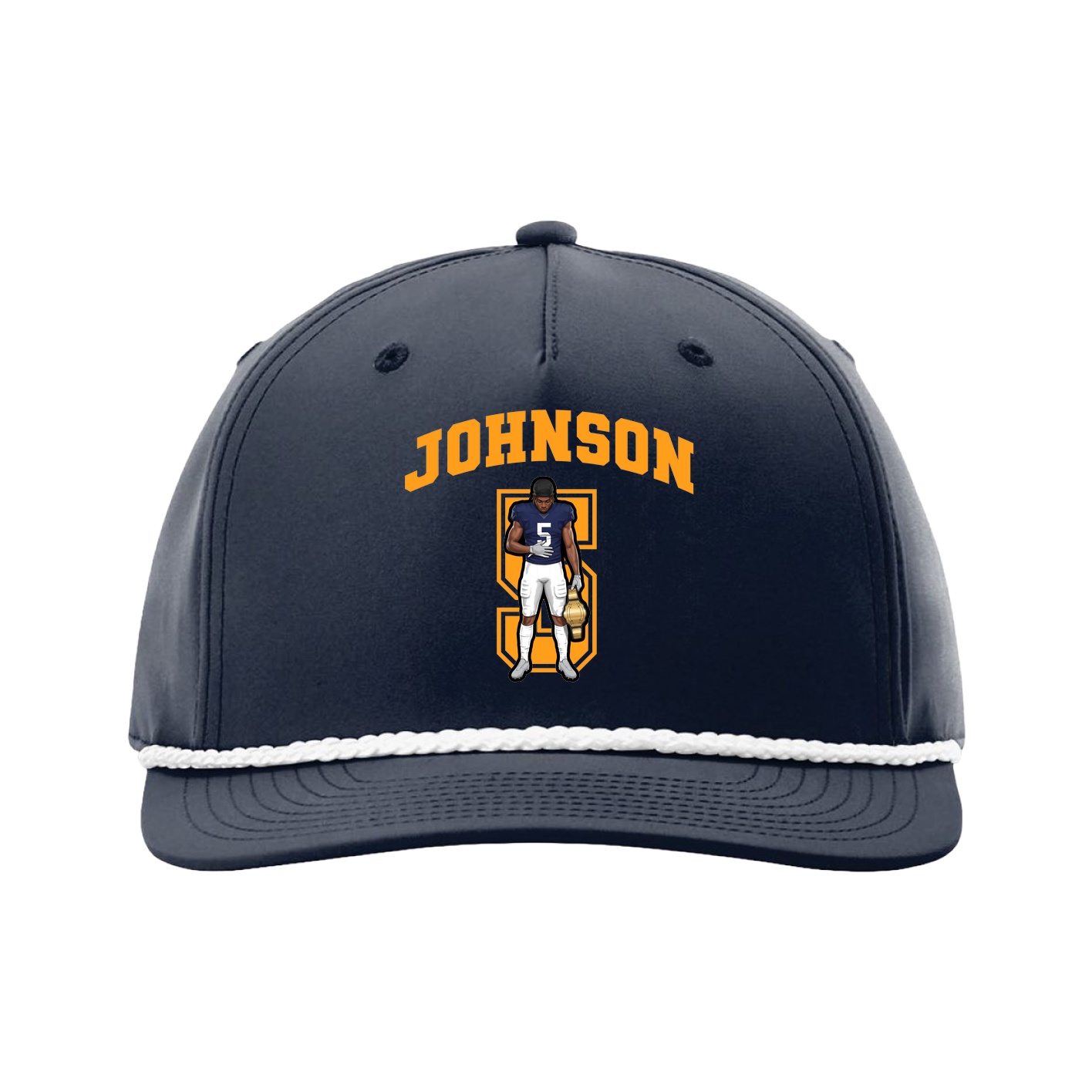 Five-Panel Classic Rope Cap — Number in Navy