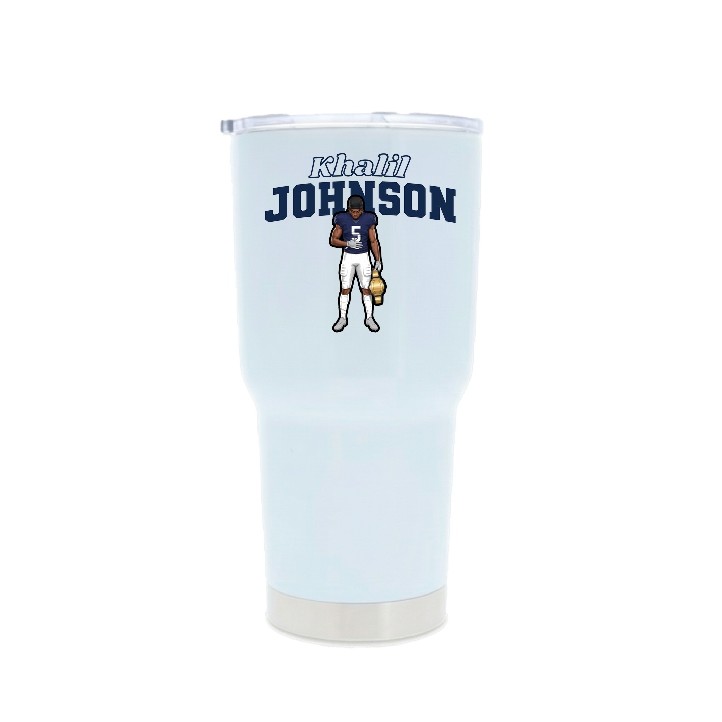 30oz Stainless Steel Tumbler — Name Arch in White
