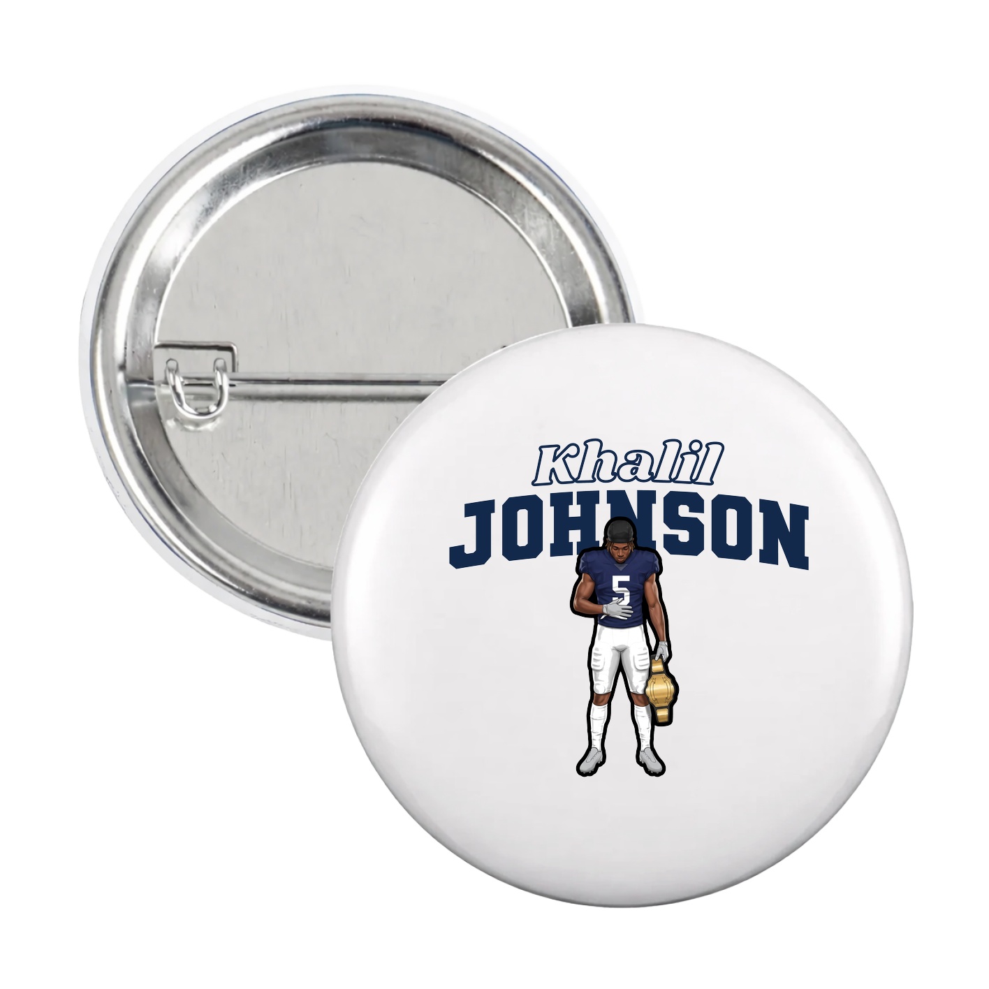 Game Day Button — Name Arch in White