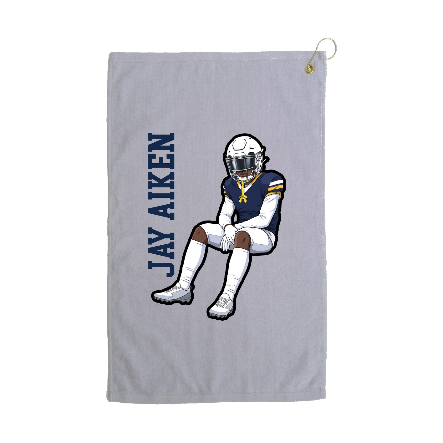 Golf Towel — Name Vertical in Grey