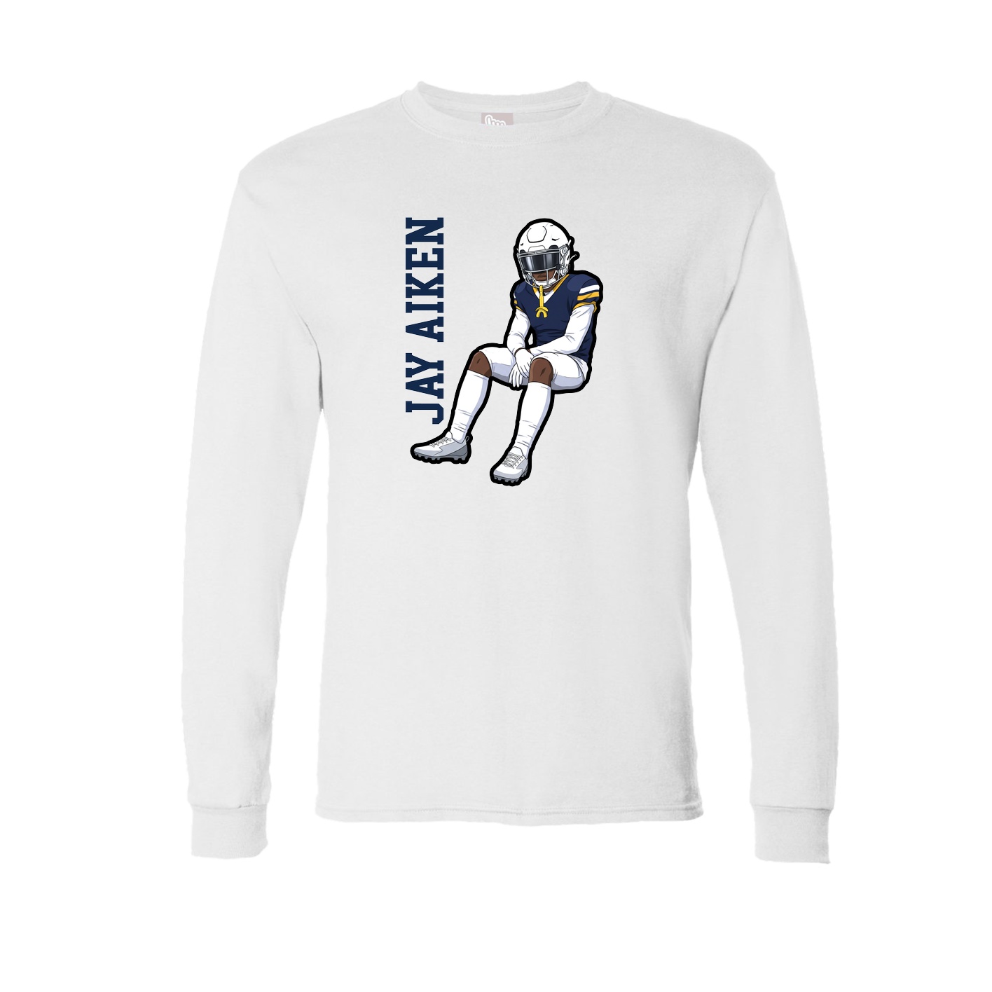Long Sleeve Tee — Name Vertical in White