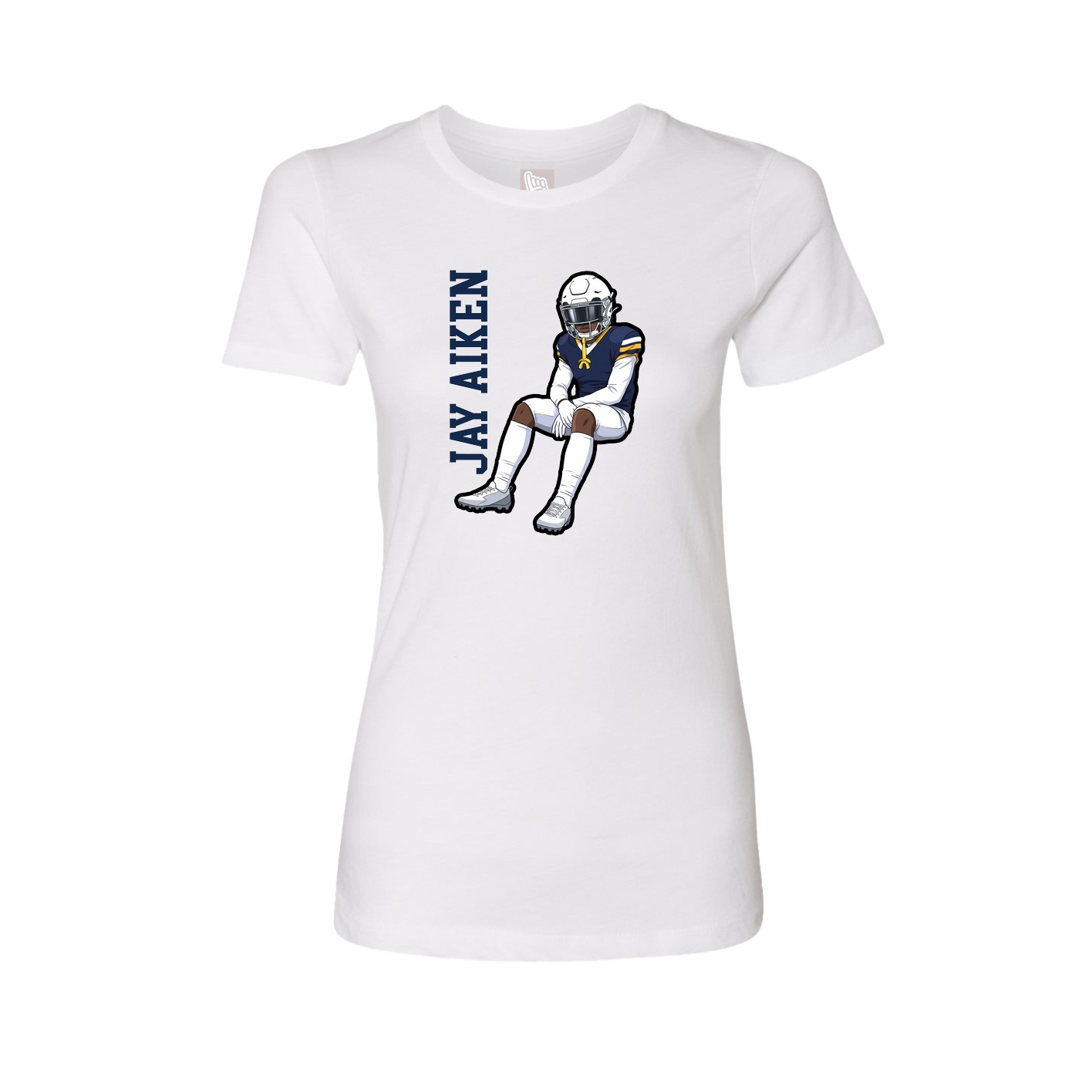 Fitted Women's Tee — Name Vertical in White