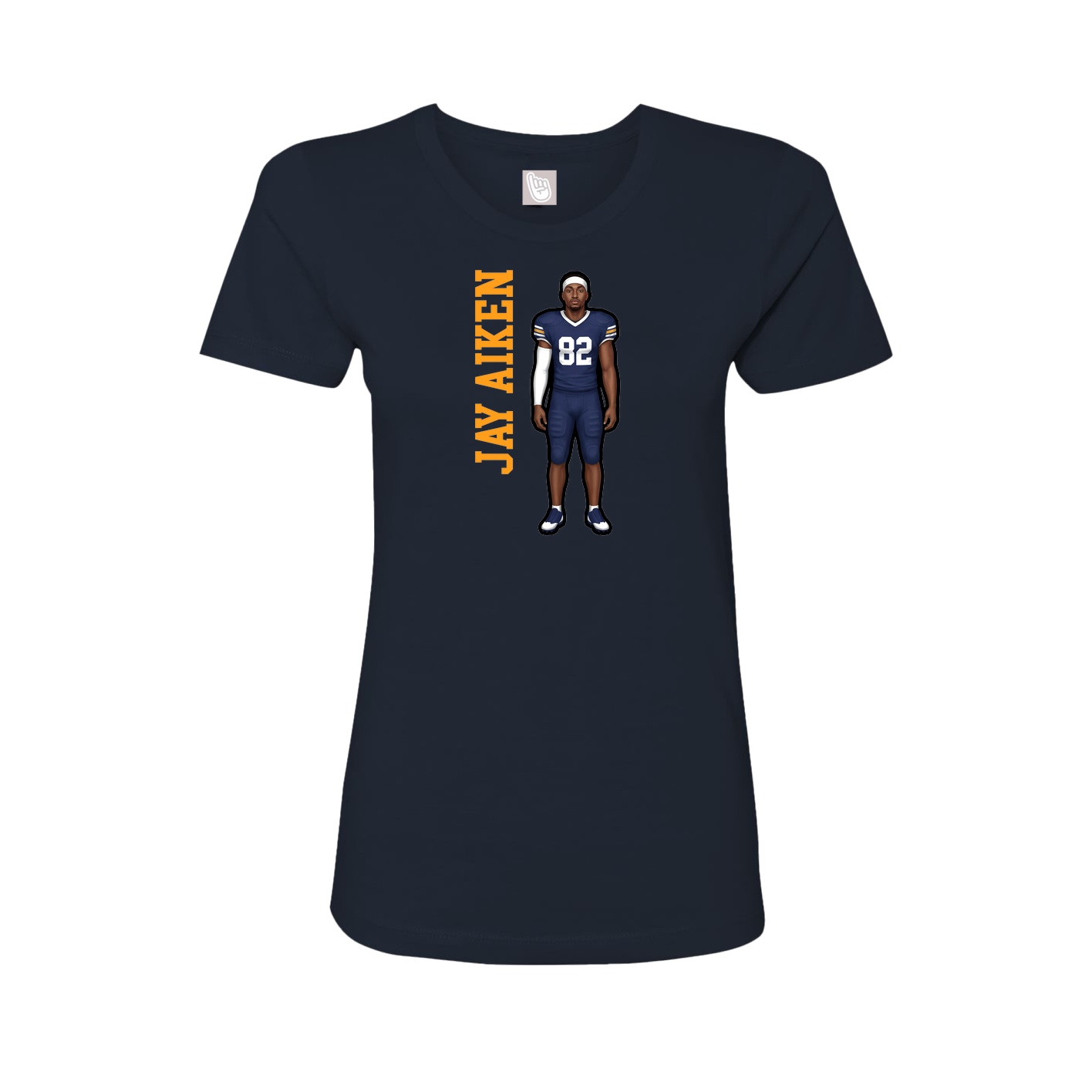 Fitted Women's Tee — Name Vertical in Navy