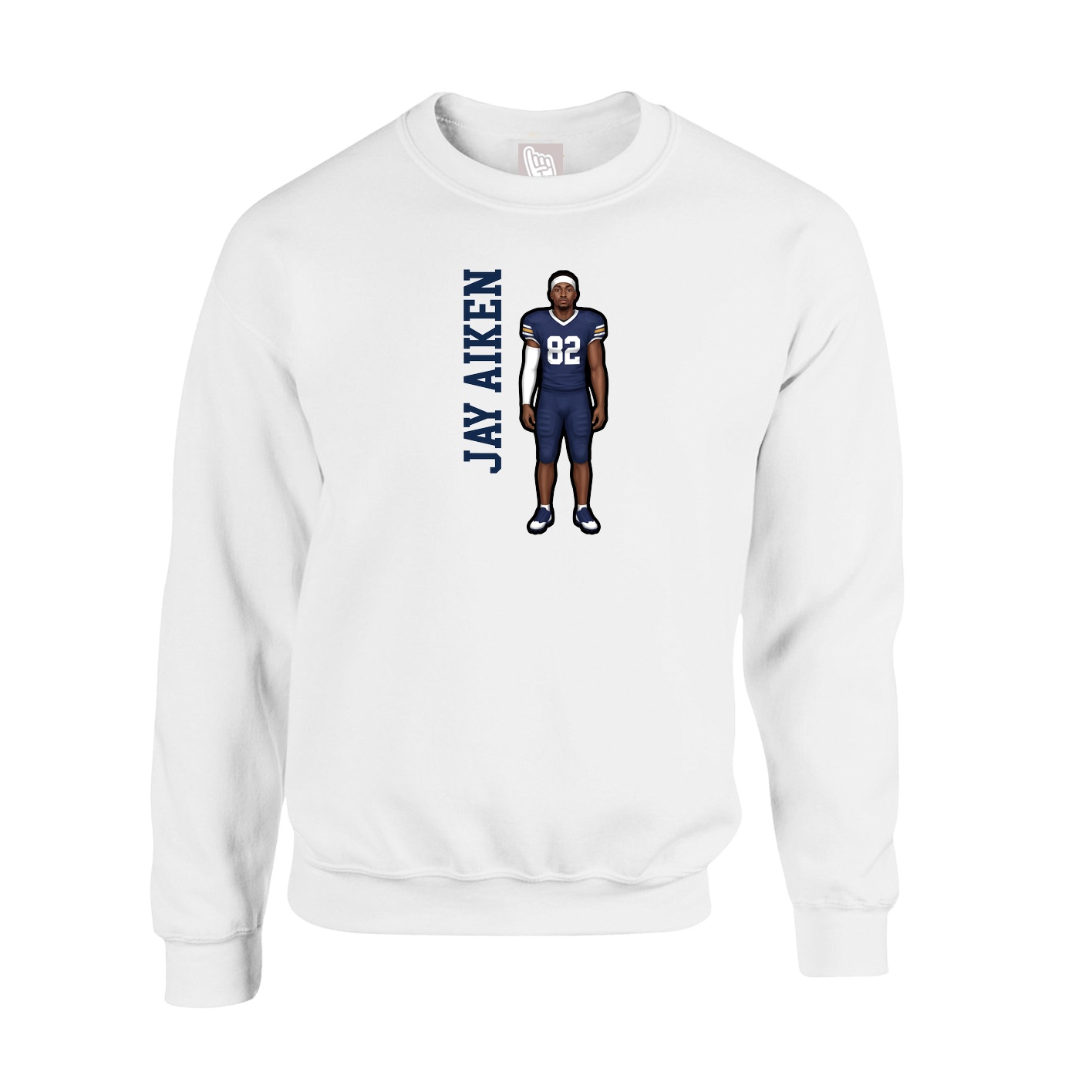 Fleece Crew — Name Vertical in White