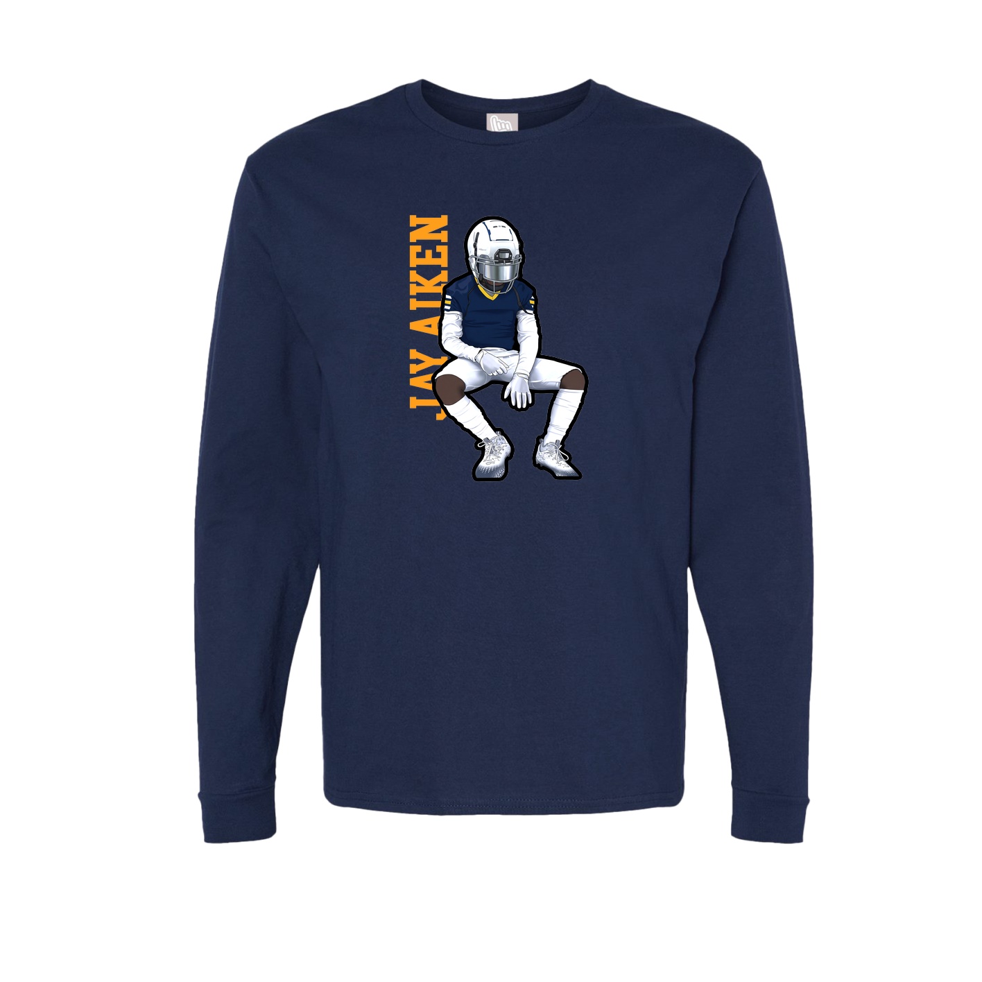 Long Sleeve Tee — Name Vertical in Navy