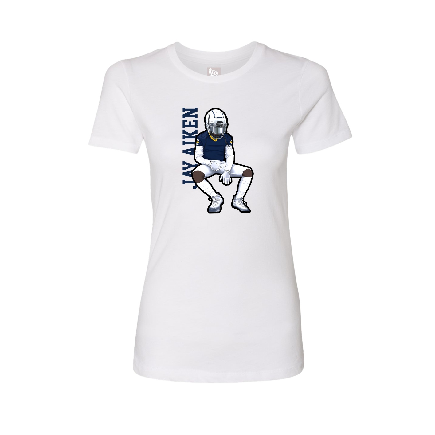 Fitted Women's Tee — Name Vertical in White