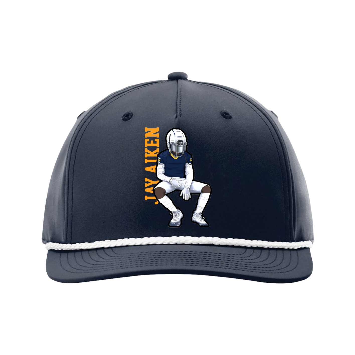 Five-Panel Classic Rope Cap — Name Vertical in Navy