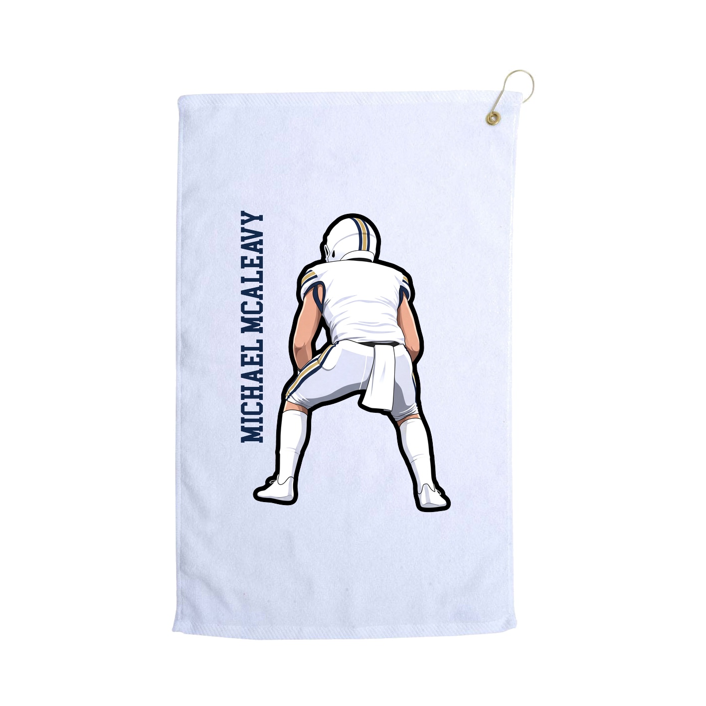 Golf Towel — Name Vertical in White
