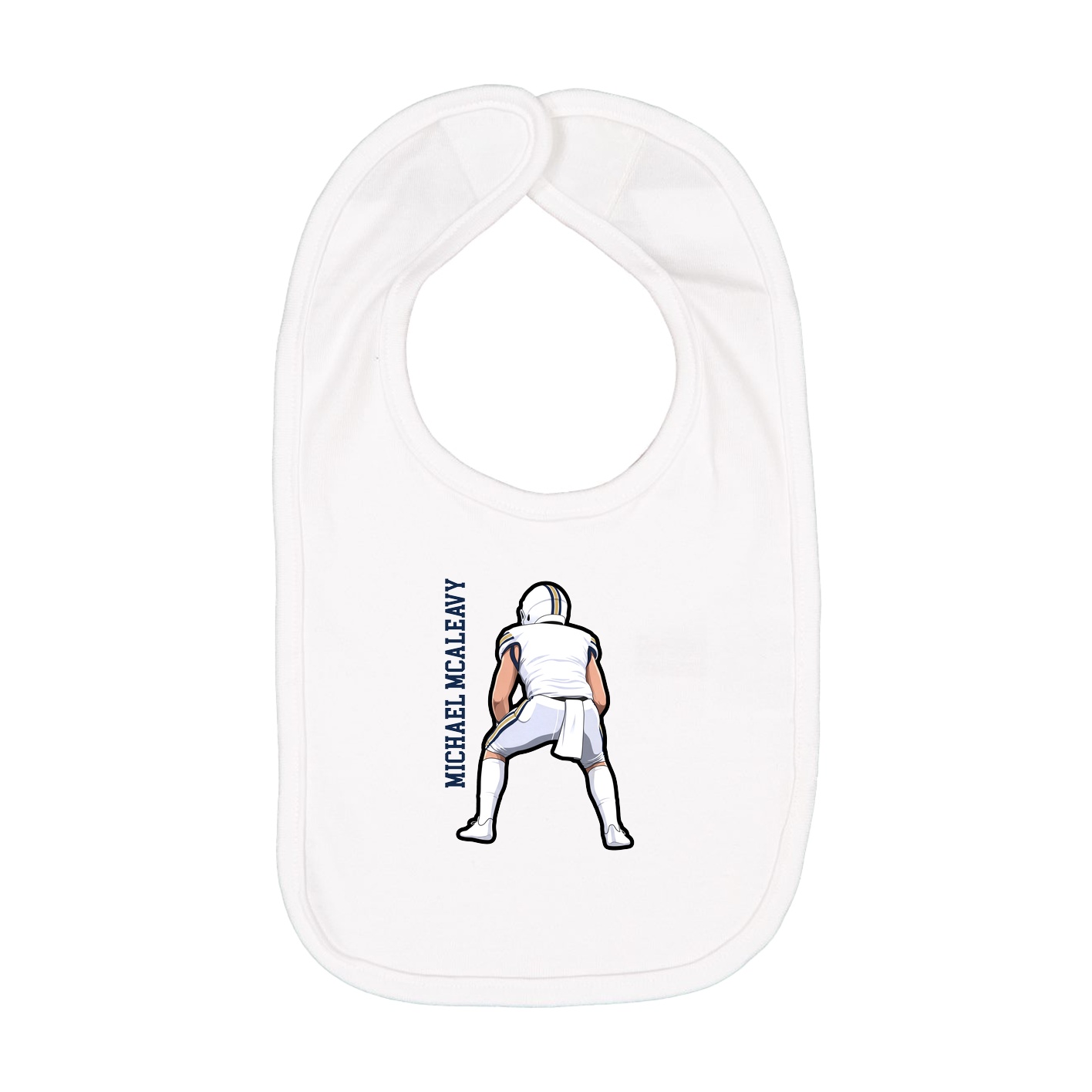 Infant Bib — Name Vertical in White