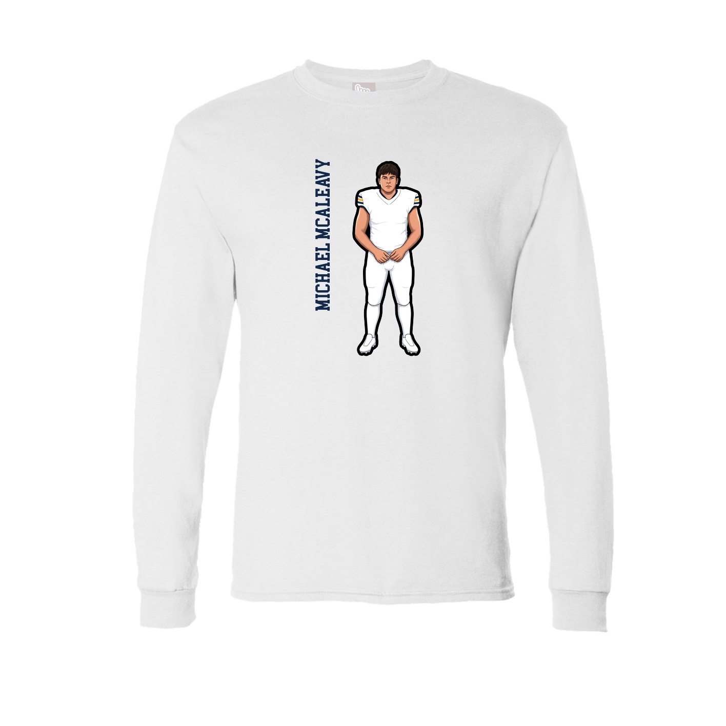 Long Sleeve Tee — Name Vertical in White