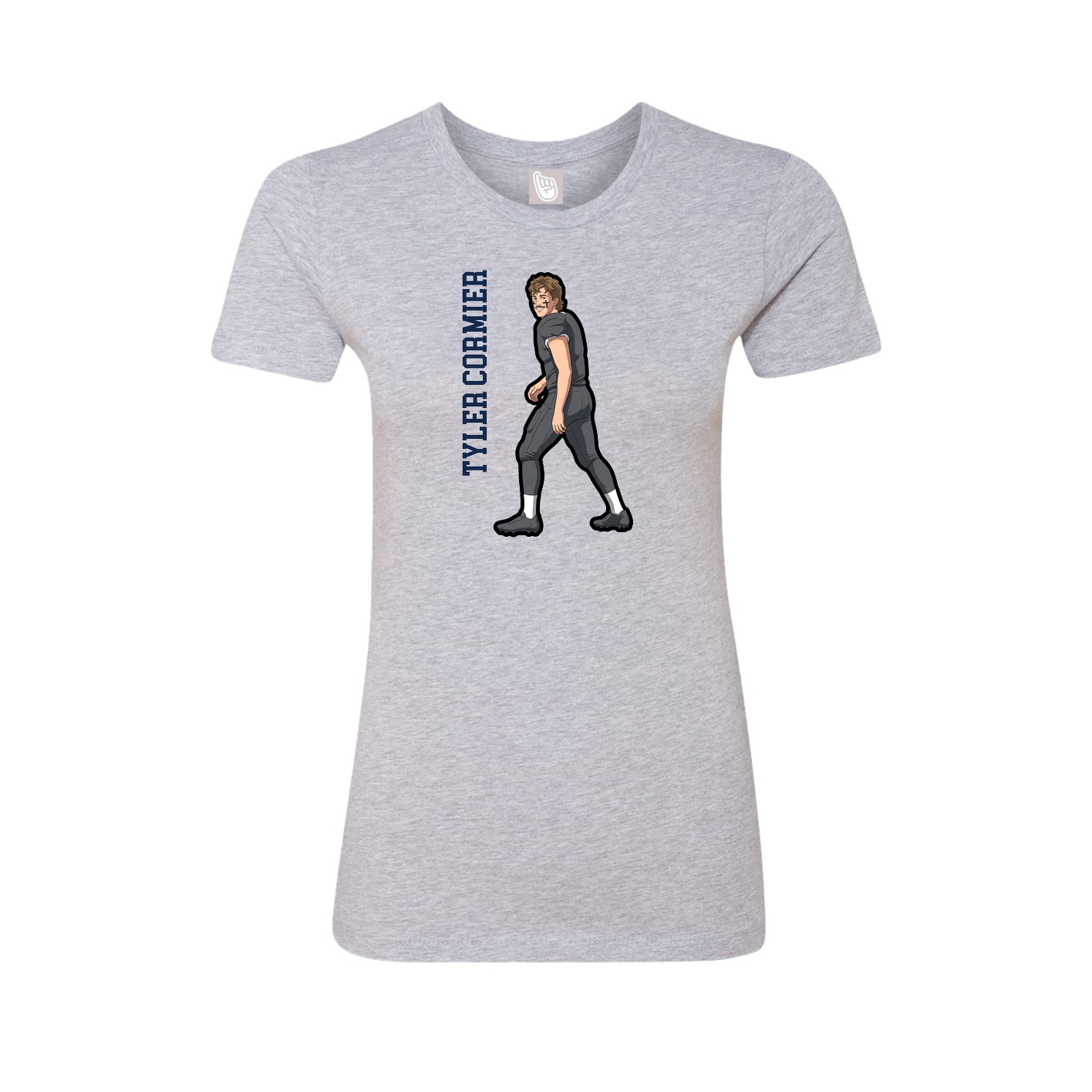 Fitted Women's Tee — Name Vertical in Grey