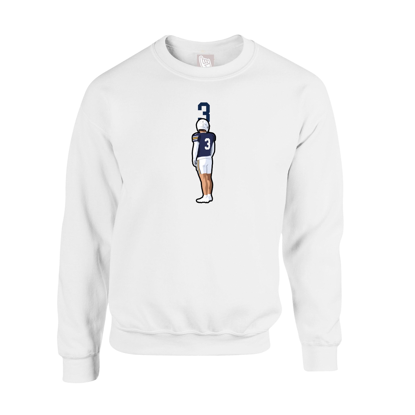 Fleece Crew — Number Top in White