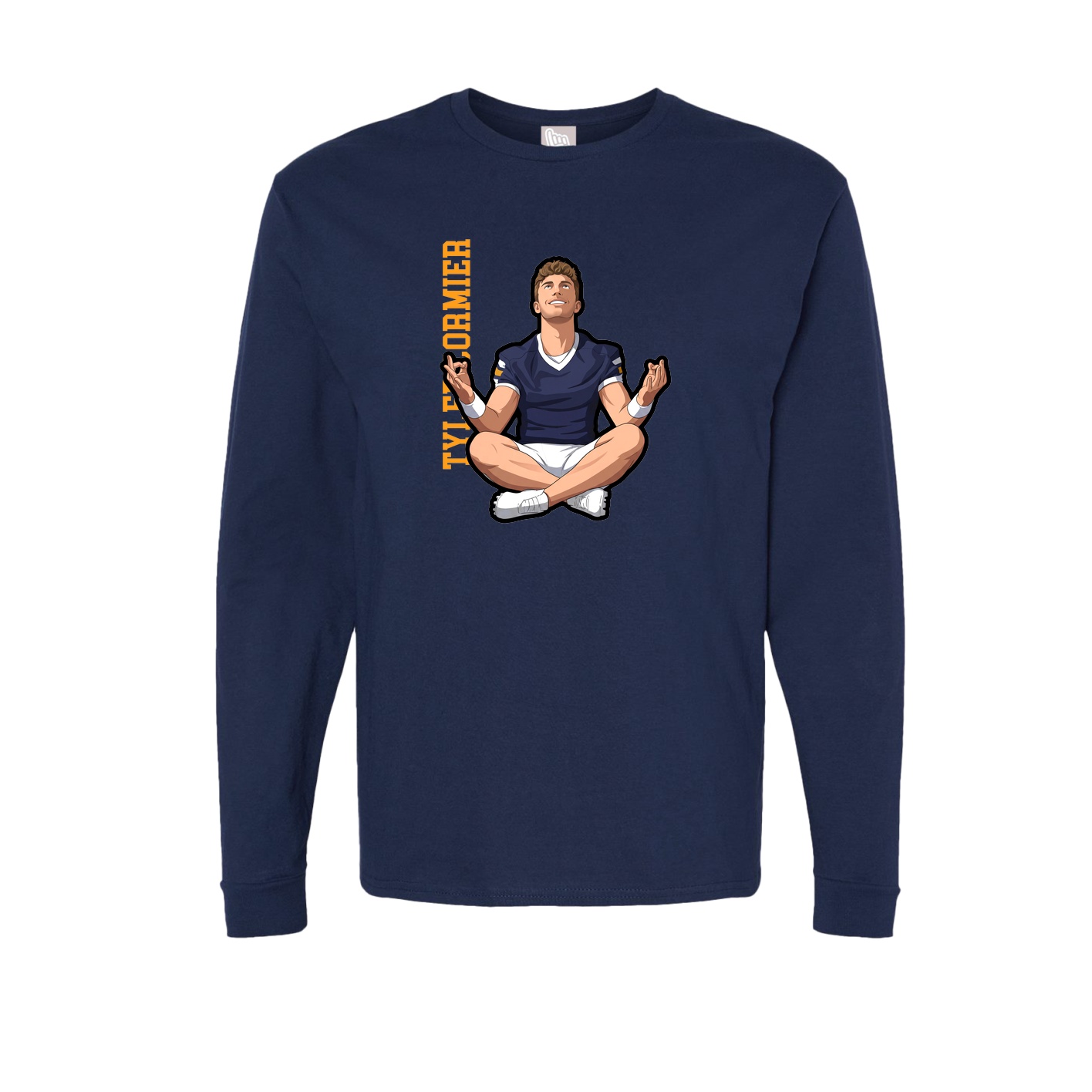 Long Sleeve Tee — Name Vertical in Navy