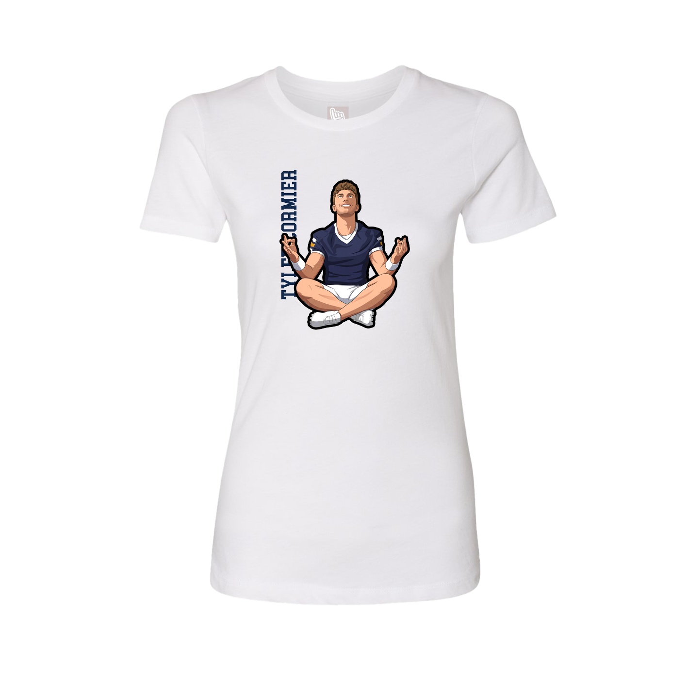Fitted Women's Tee — Name Vertical in White