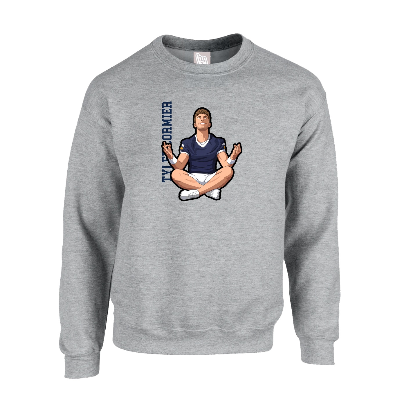 Fleece Crew — Name Vertical in Grey