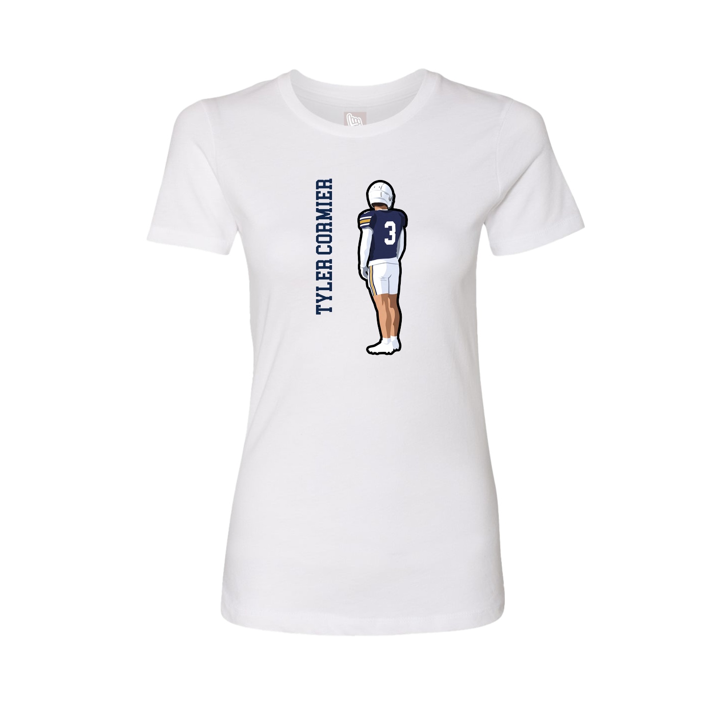 Fitted Women's Tee — Name Vertical in White