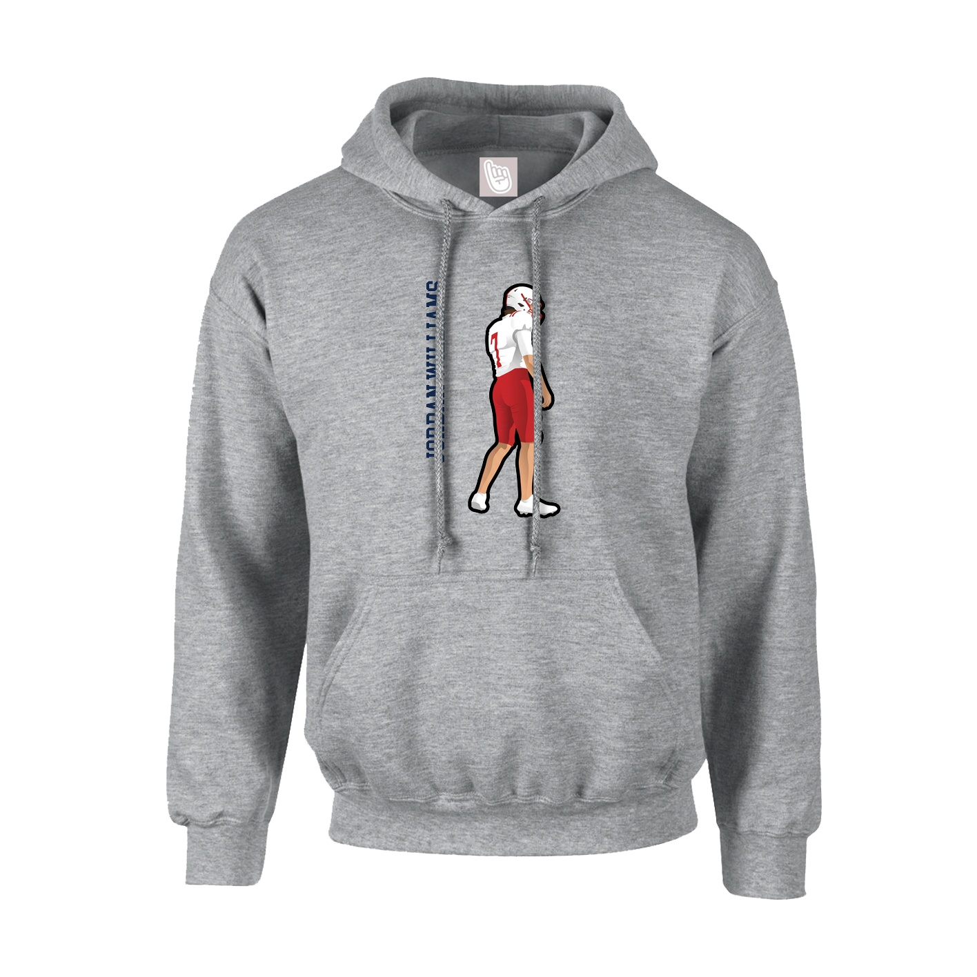 Hoodie — Name Vertical in Grey
