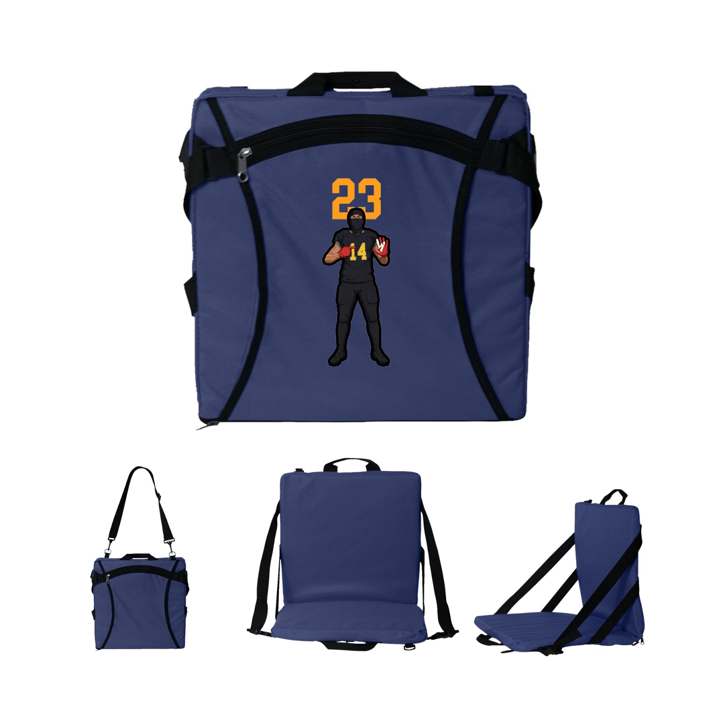 Folding Stadium Seat — Number Top in Navy