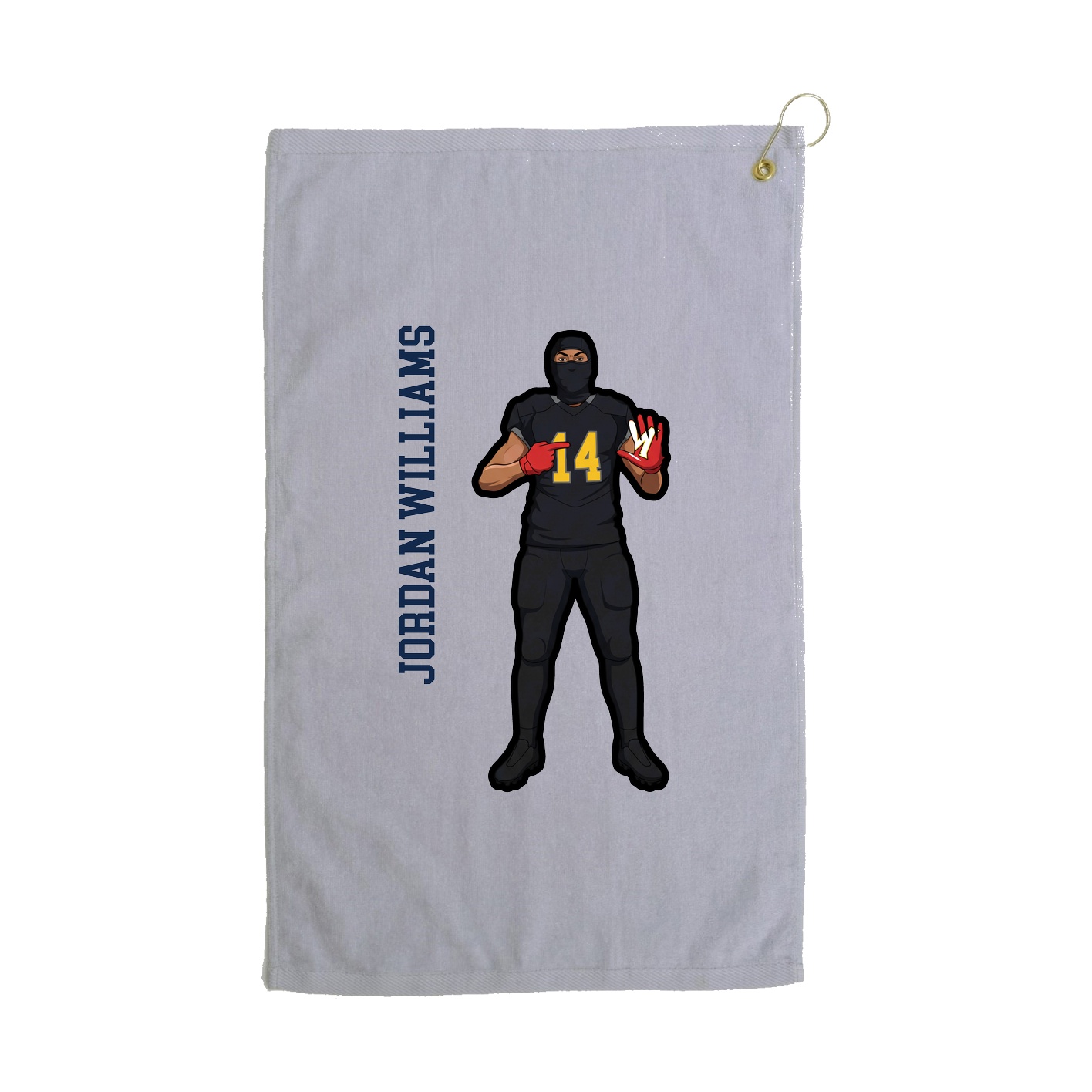 Golf Towel — Name Vertical in Grey
