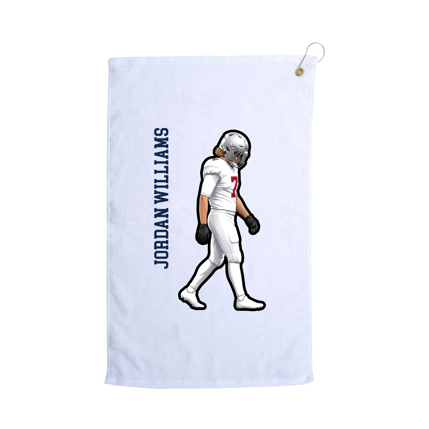 Golf Towel — Name Vertical in White