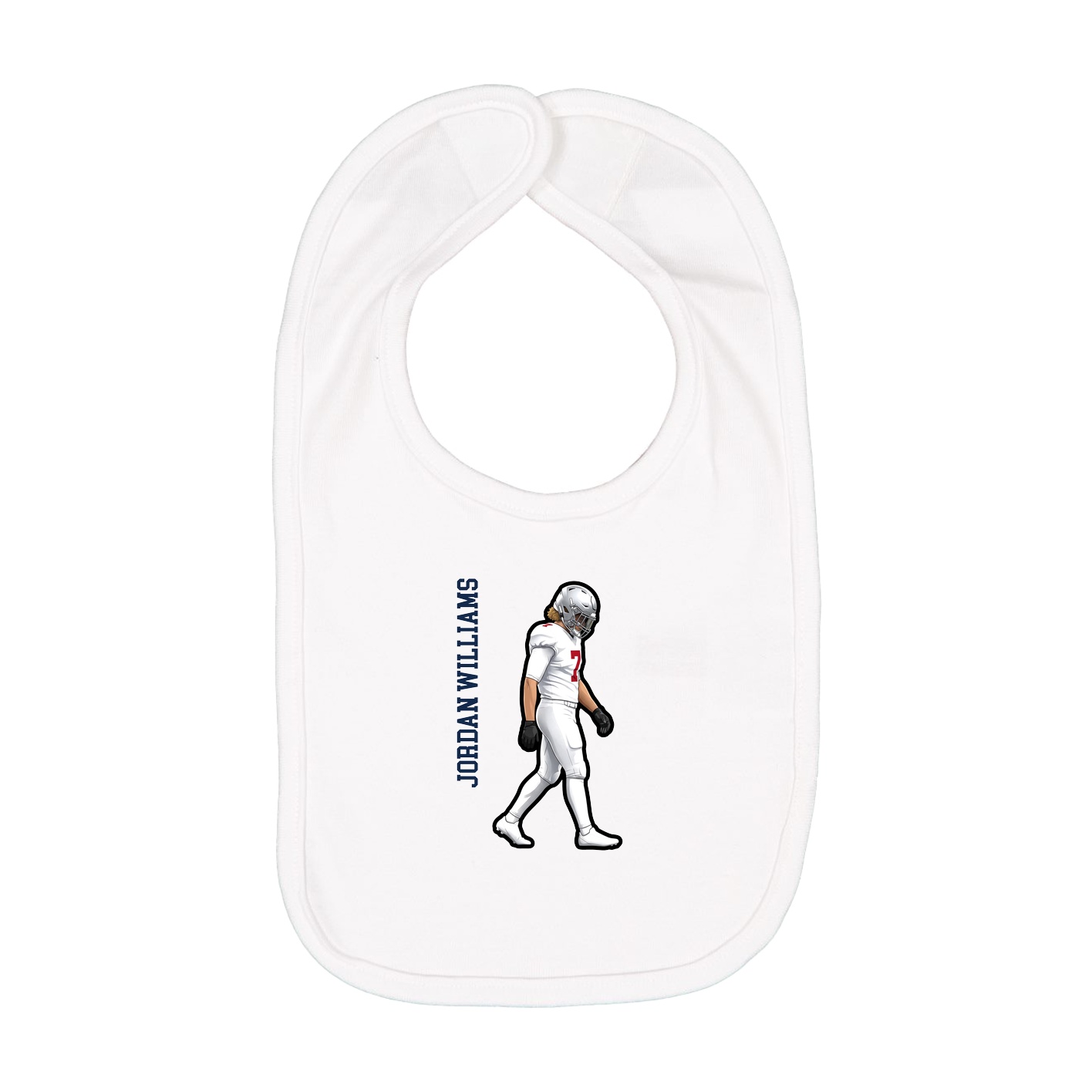 Infant Bib — Name Vertical in White