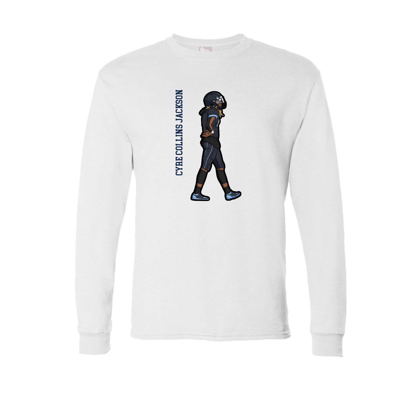 Long Sleeve Tee — Name Vertical in White