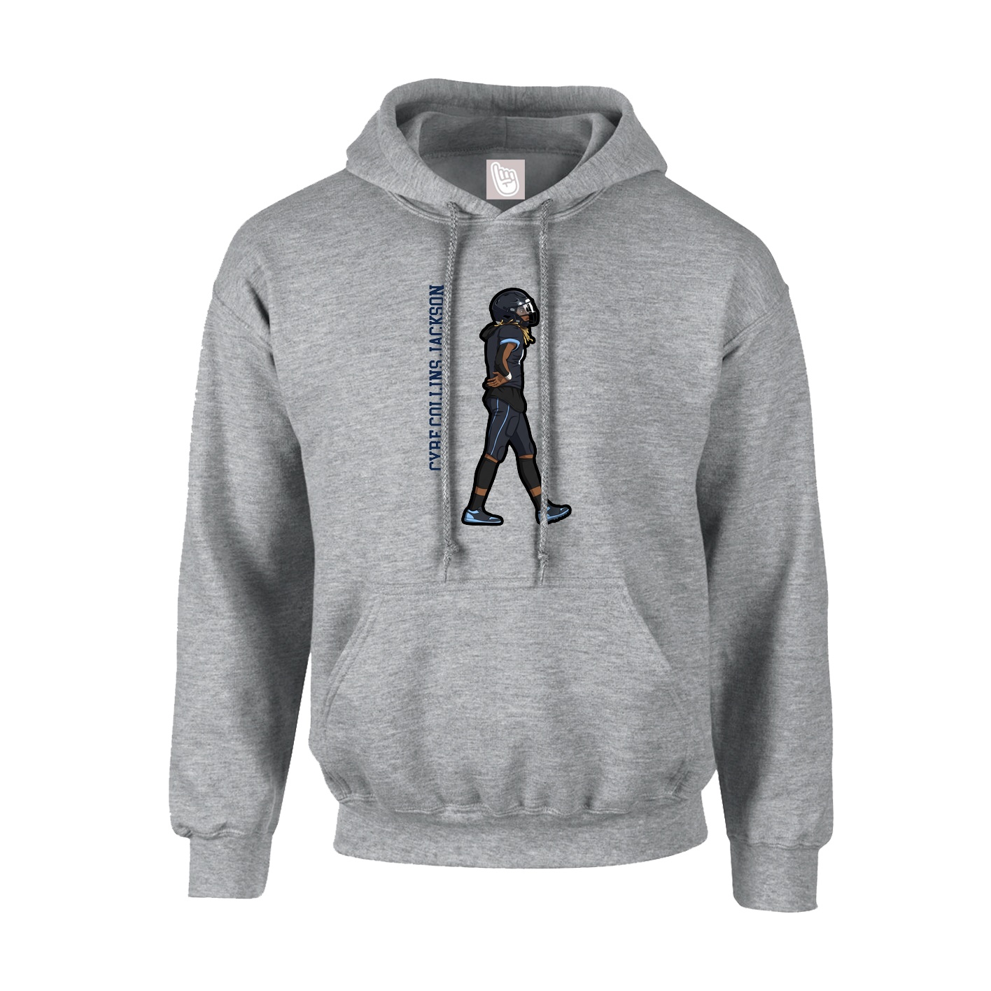 Youth Hoodie — Name Vertical in Grey