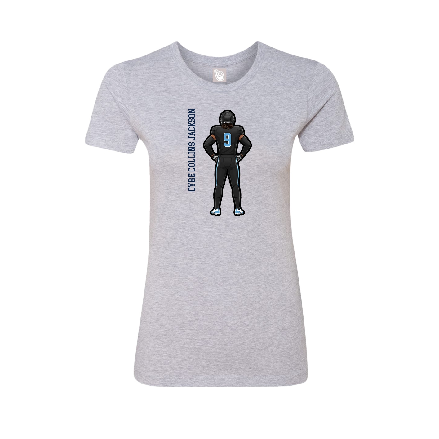 Fitted Women's Tee — Name Vertical in Grey
